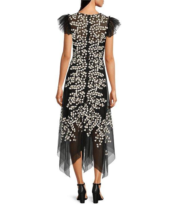 Alex Marie Kate V-Neck Short Flutter Sleeve Embroidered Lace Midi Dress Product Image