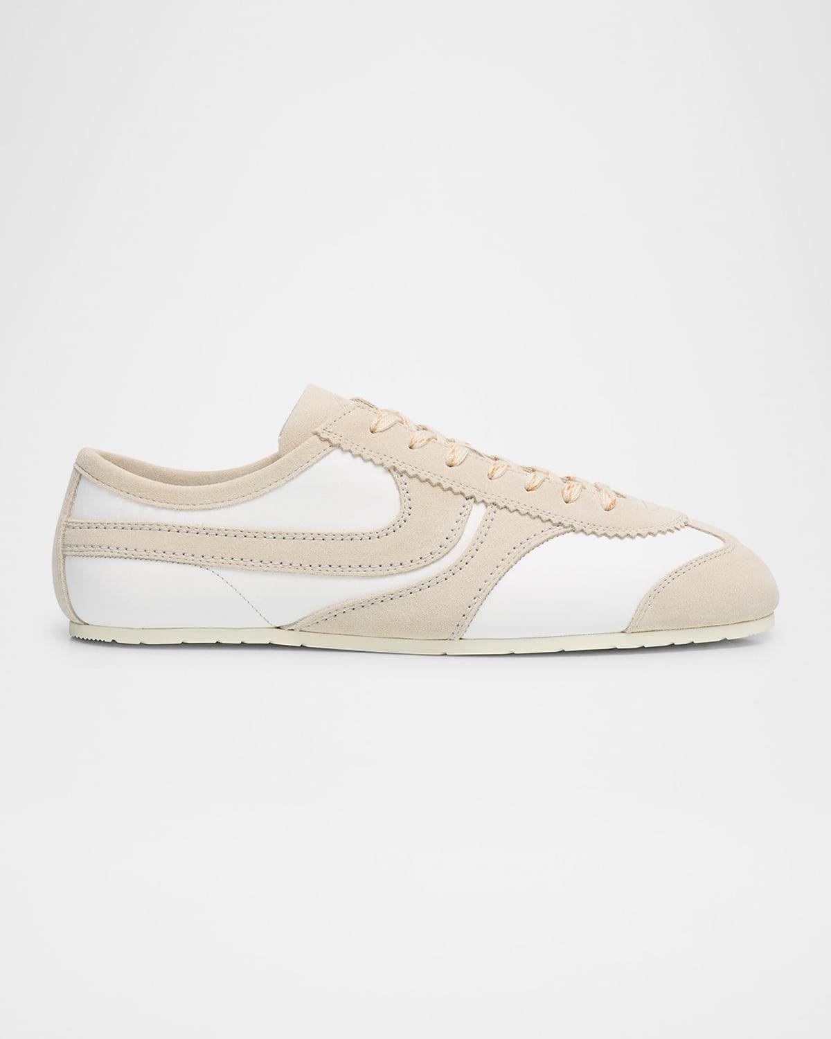 Men's Leather and Suede Low-Top Sneakers Product Image