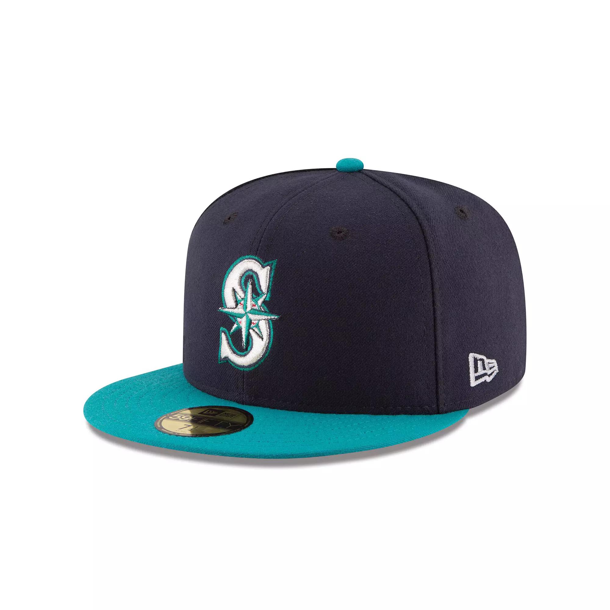 Men's New Era Navy/Aqua Seattle Mariners Alternate Authentic Collection On Field 59FIFTY Fitted Hat, Size: 8, Blue Product Image