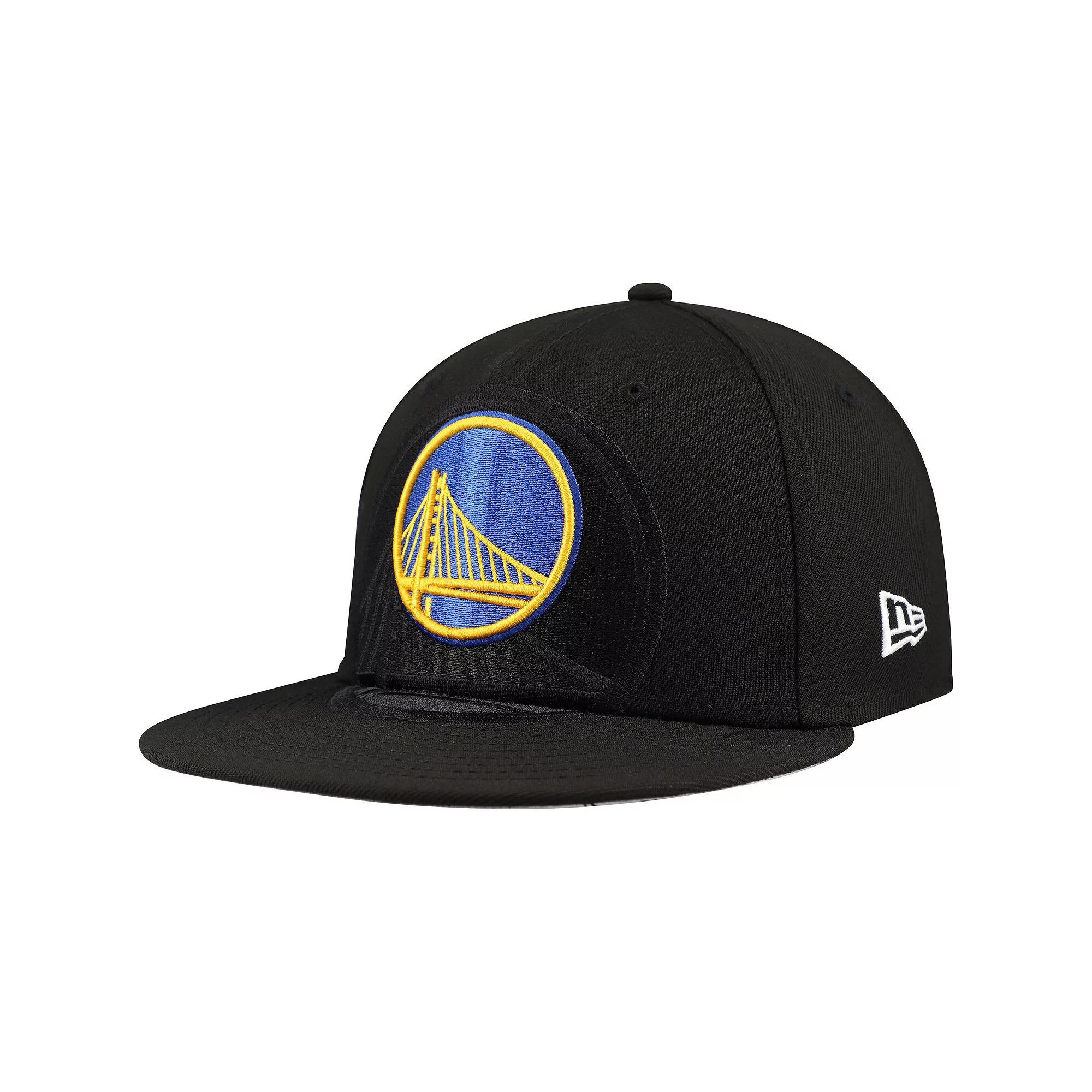 Men's New Era Black Golden State Warriors Blackout Shadow Logo 59FIFTY Fitted Hat,  Product Image