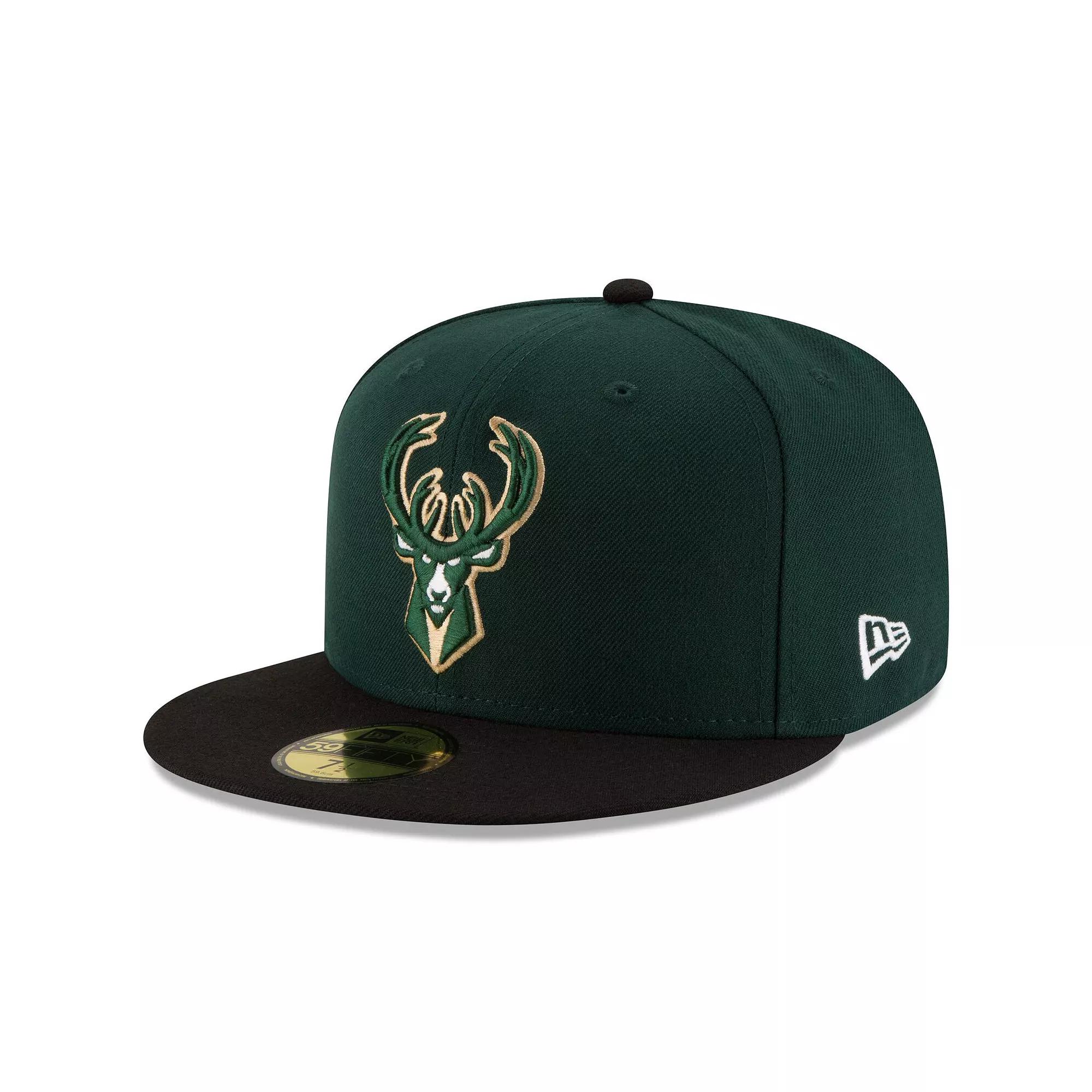 Mens New Era /Black Milwaukee Bucks Official Team Color 2Tone 59FIFTY Fitted Hat Product Image