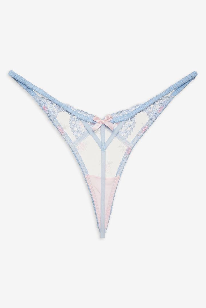 Dainty Doily Thong Panty — Blue Product Image