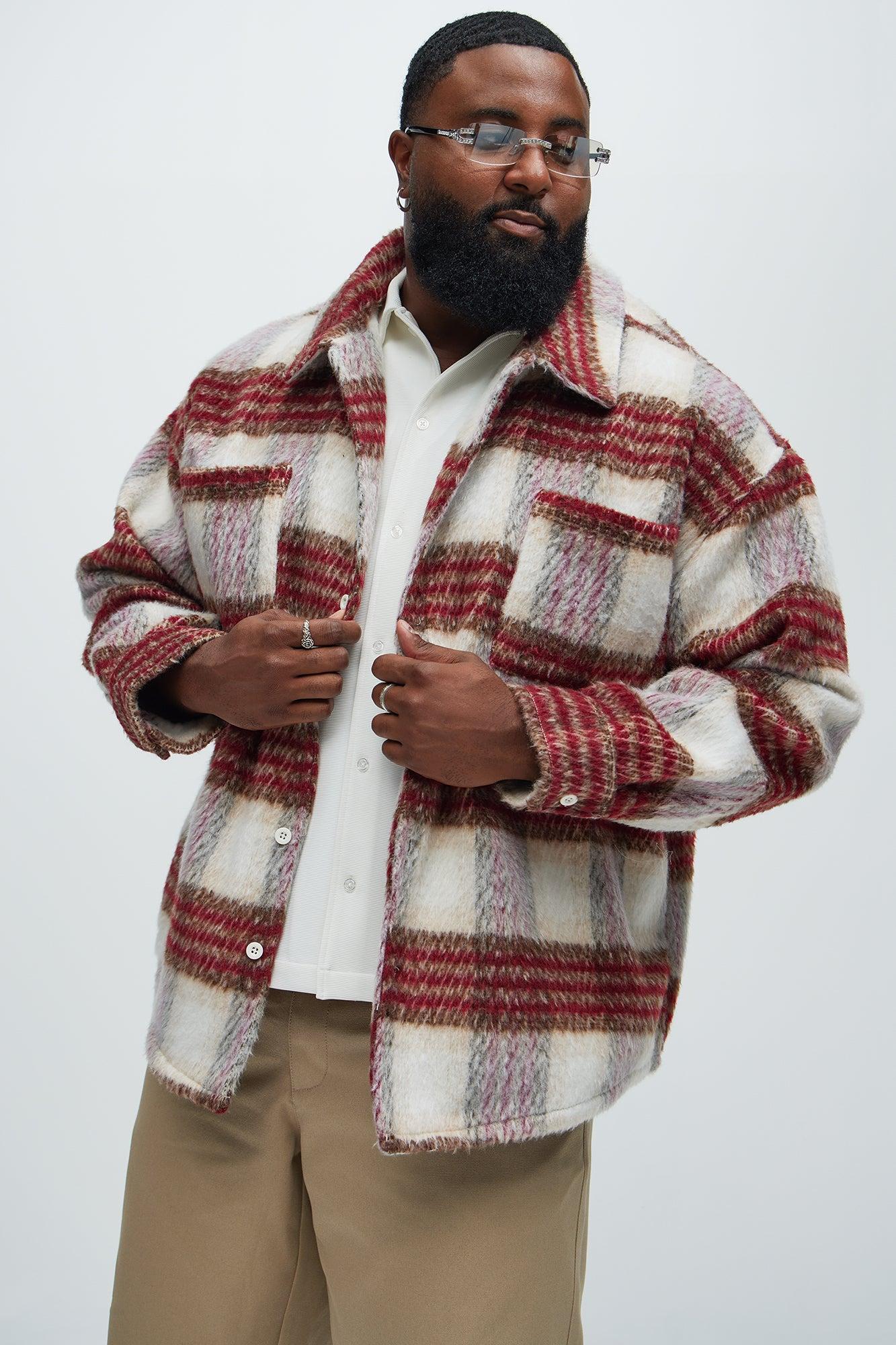 Move Up Plaid Shacket - Red/White Product Image