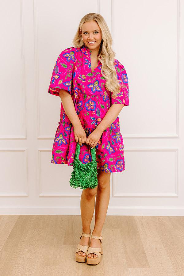 Charmed Feeling Floral Mini Dress in Hot Pink Product Image