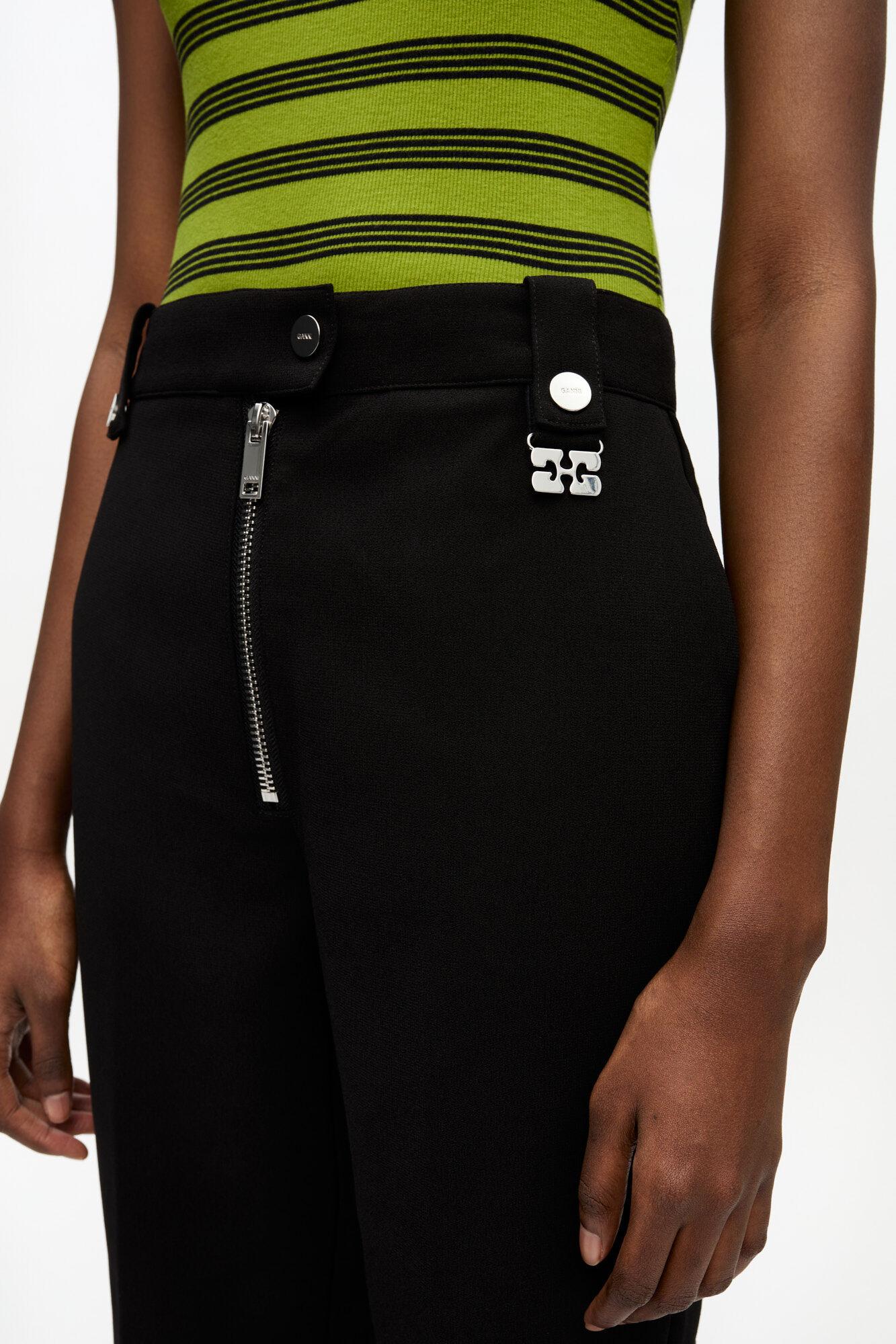 Black Bonded Crepe Pants Product Image