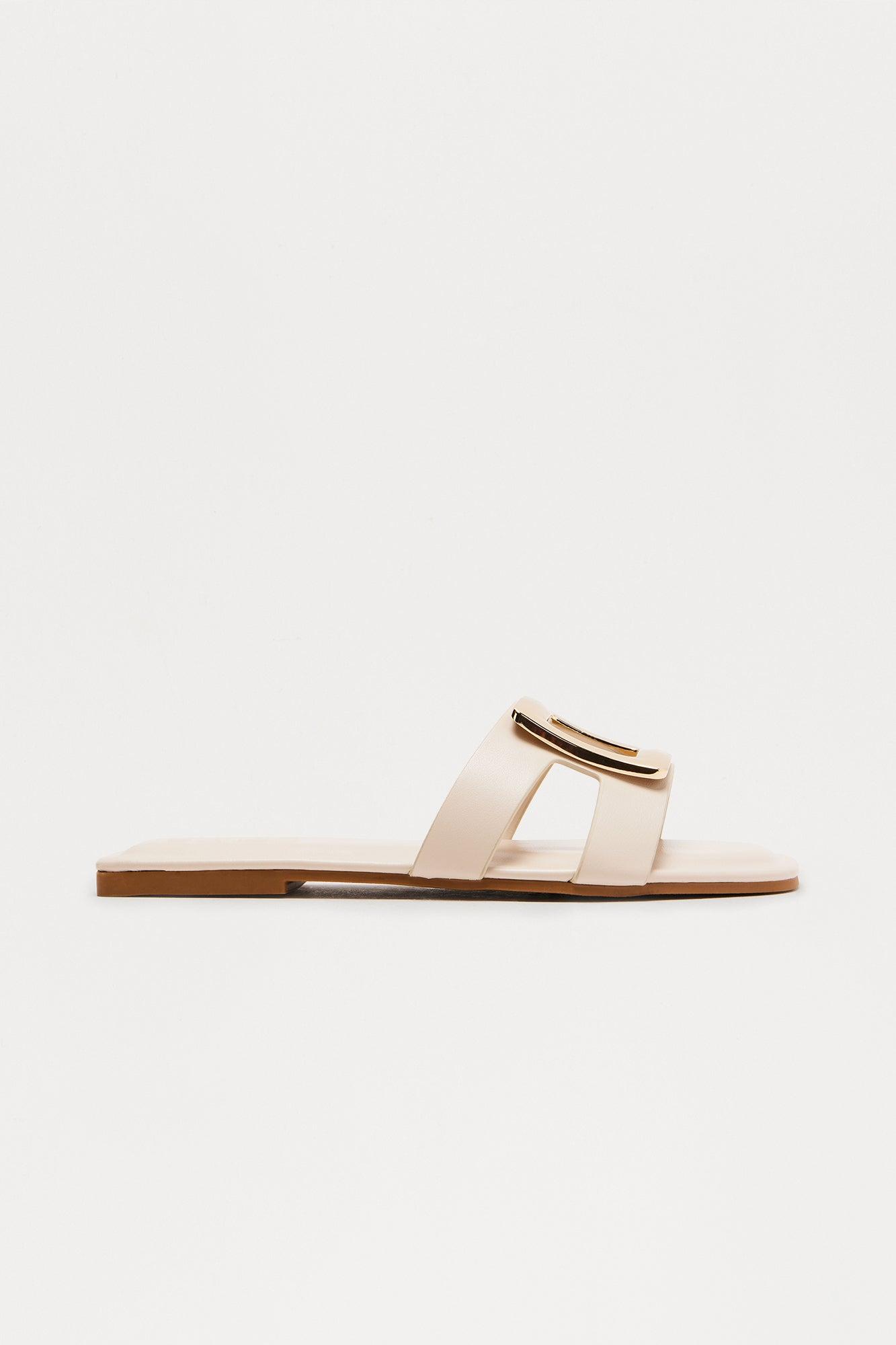 Token Hardware Slip On Sandals - Ivory Female Product Image