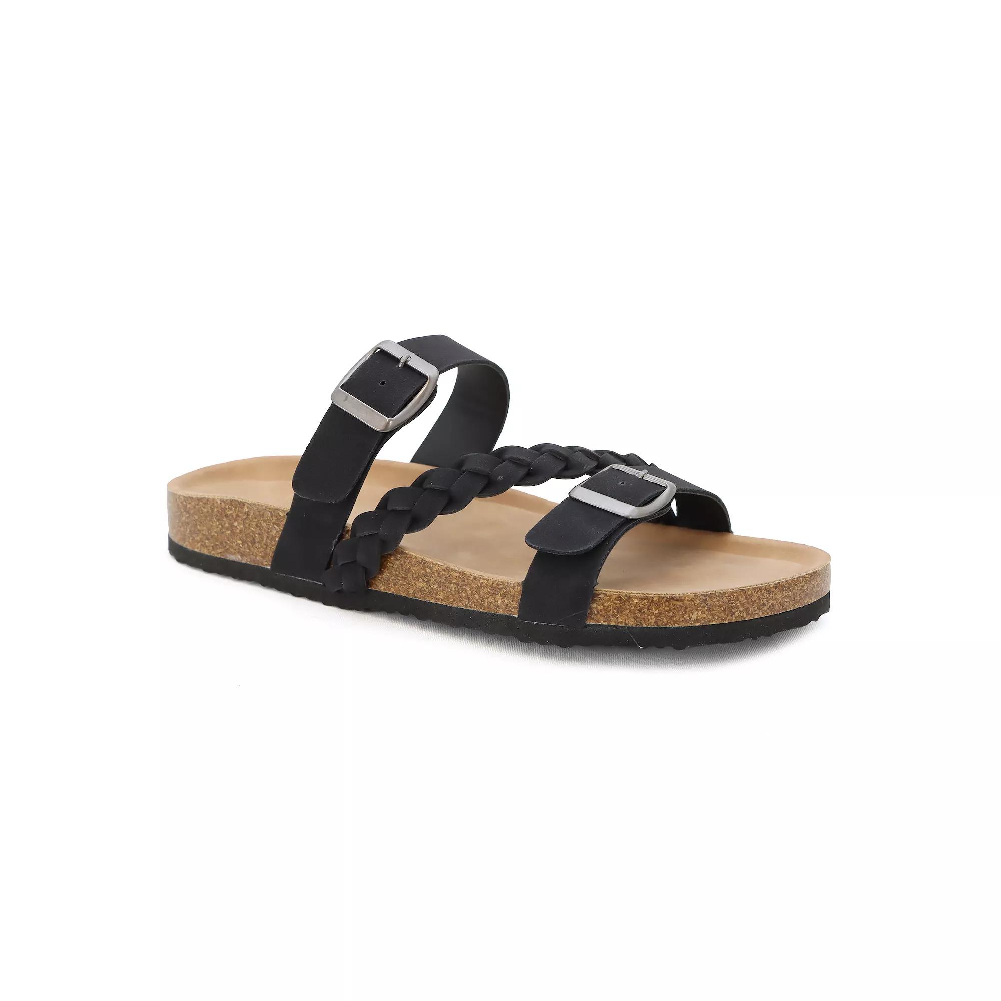 Yoki Women's Double Buckle Slide Sandal With Braid Strap,  Product Image