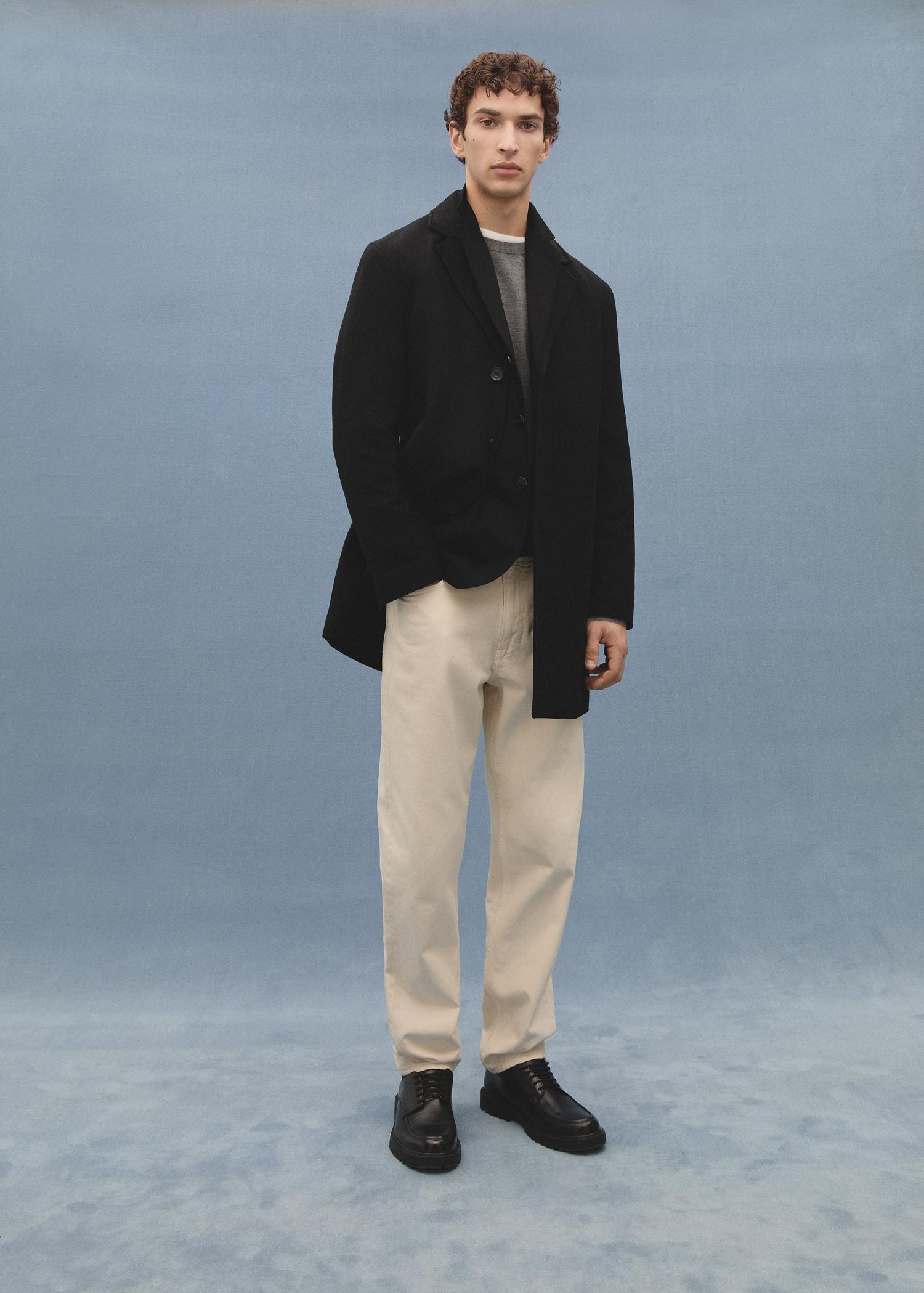 Regular fit quilted wool coat - Men | MANGO USA Product Image