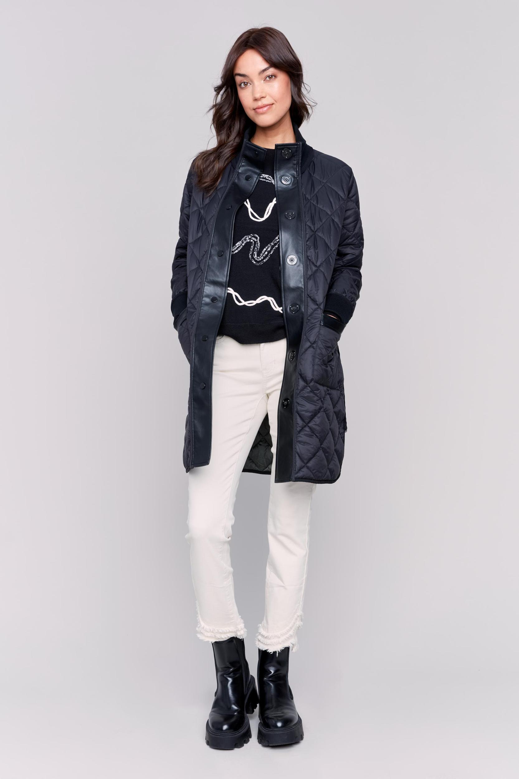 Reversible Long Iridescent Quilted Jacket Product Image