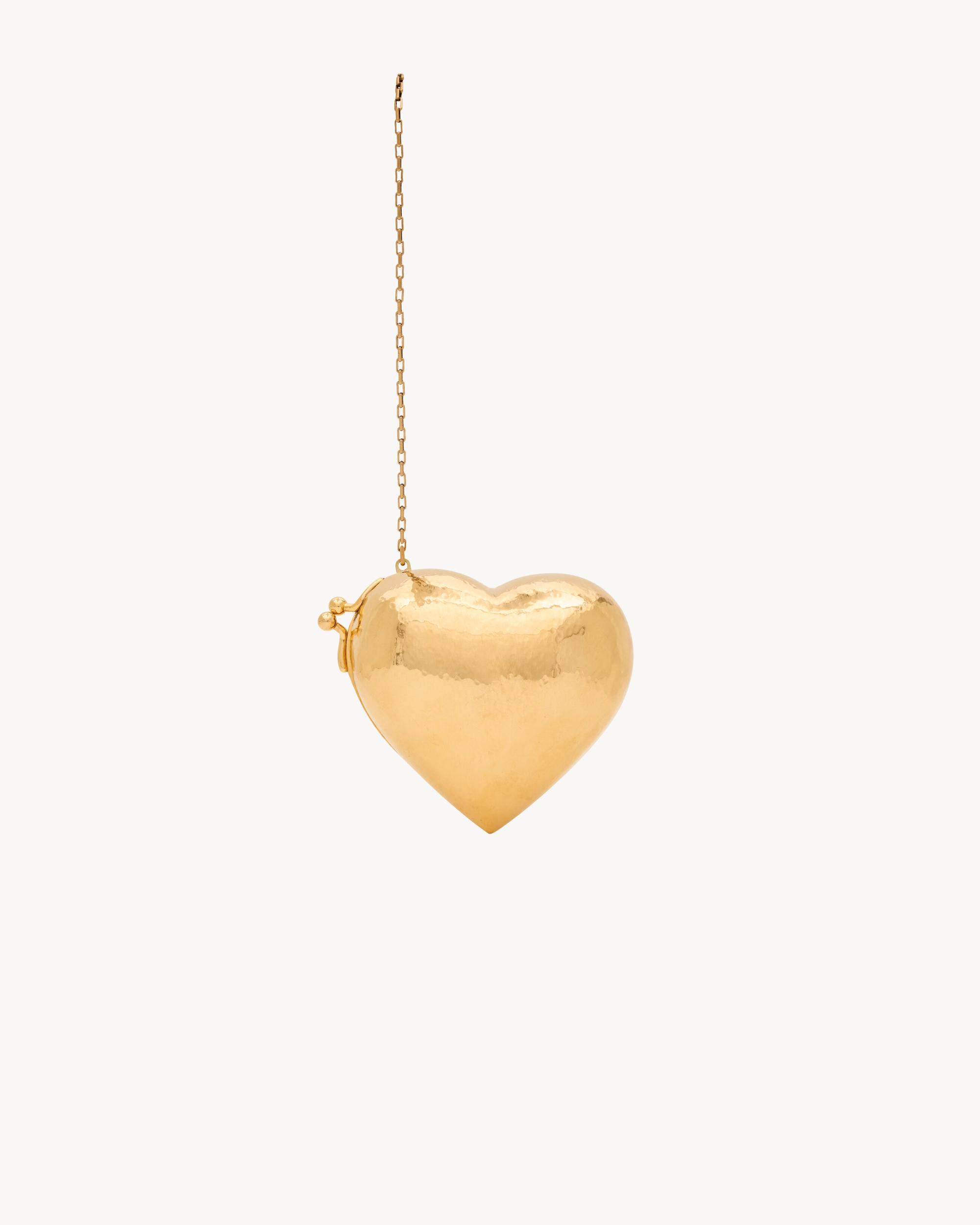 EVENING mini heart minaudière in brass Product Image