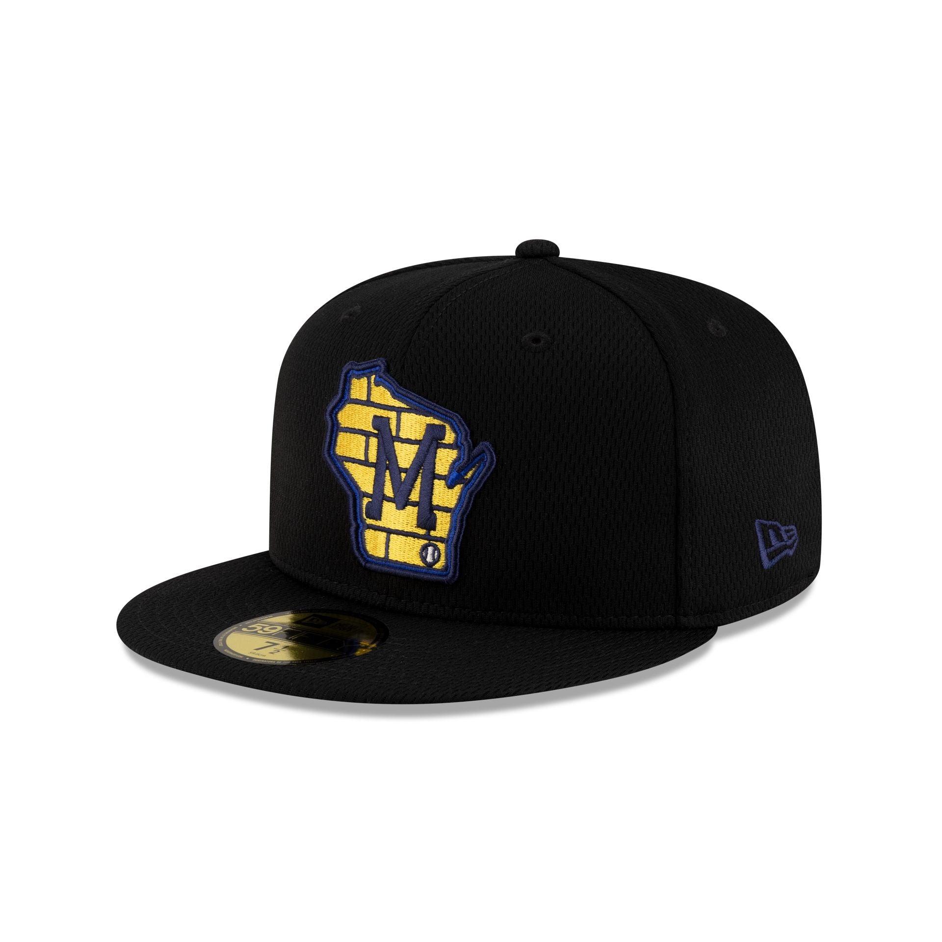 Milwaukee Brewers 2025 Clubhouse Alt Black 59FIFTY Fitted Hat Male Product Image