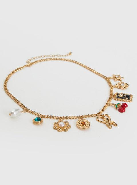 Cherry Dreams Charm Necklace Gold Product Image