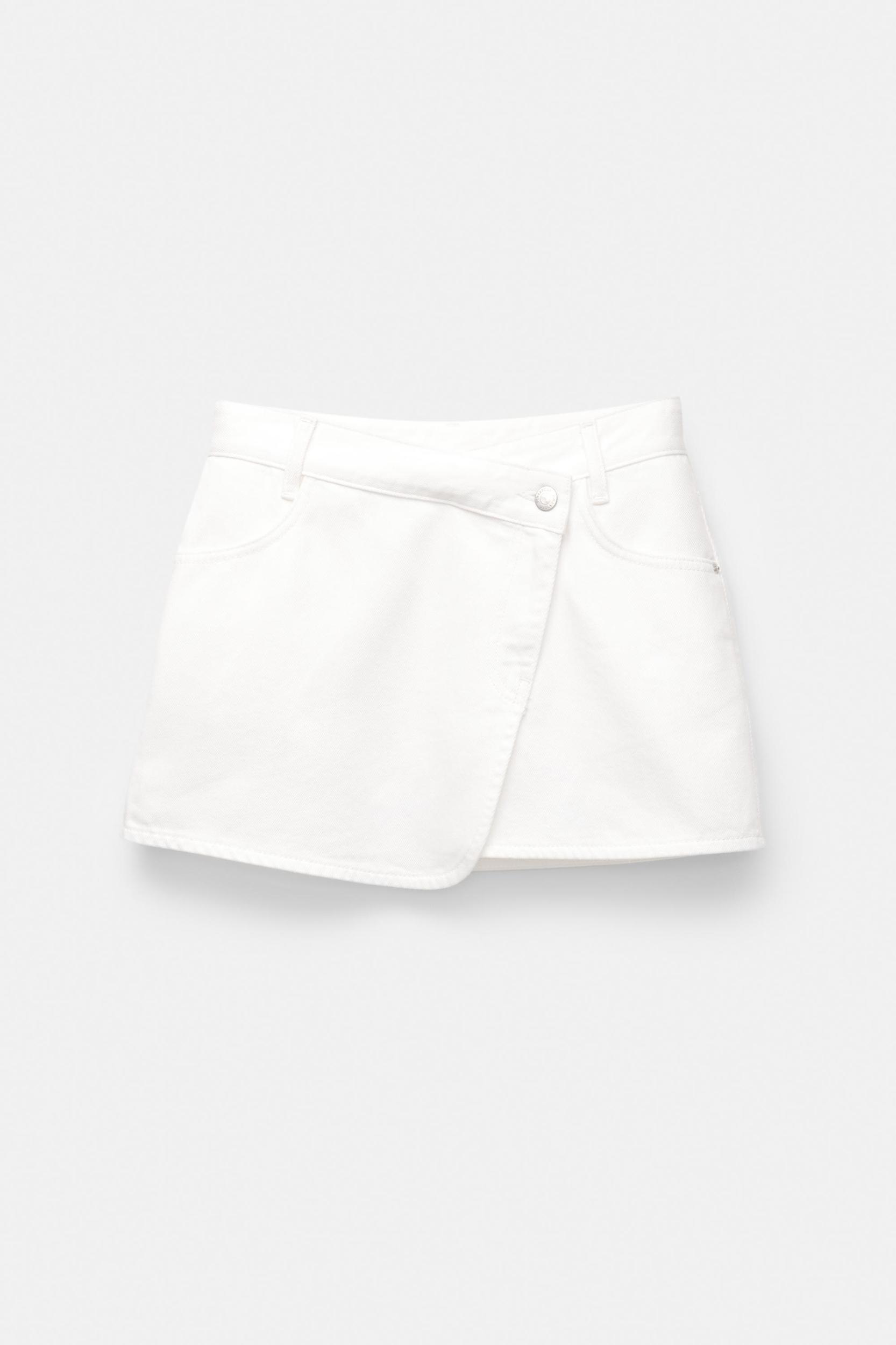 Crossover denim mini skirt Product Image
