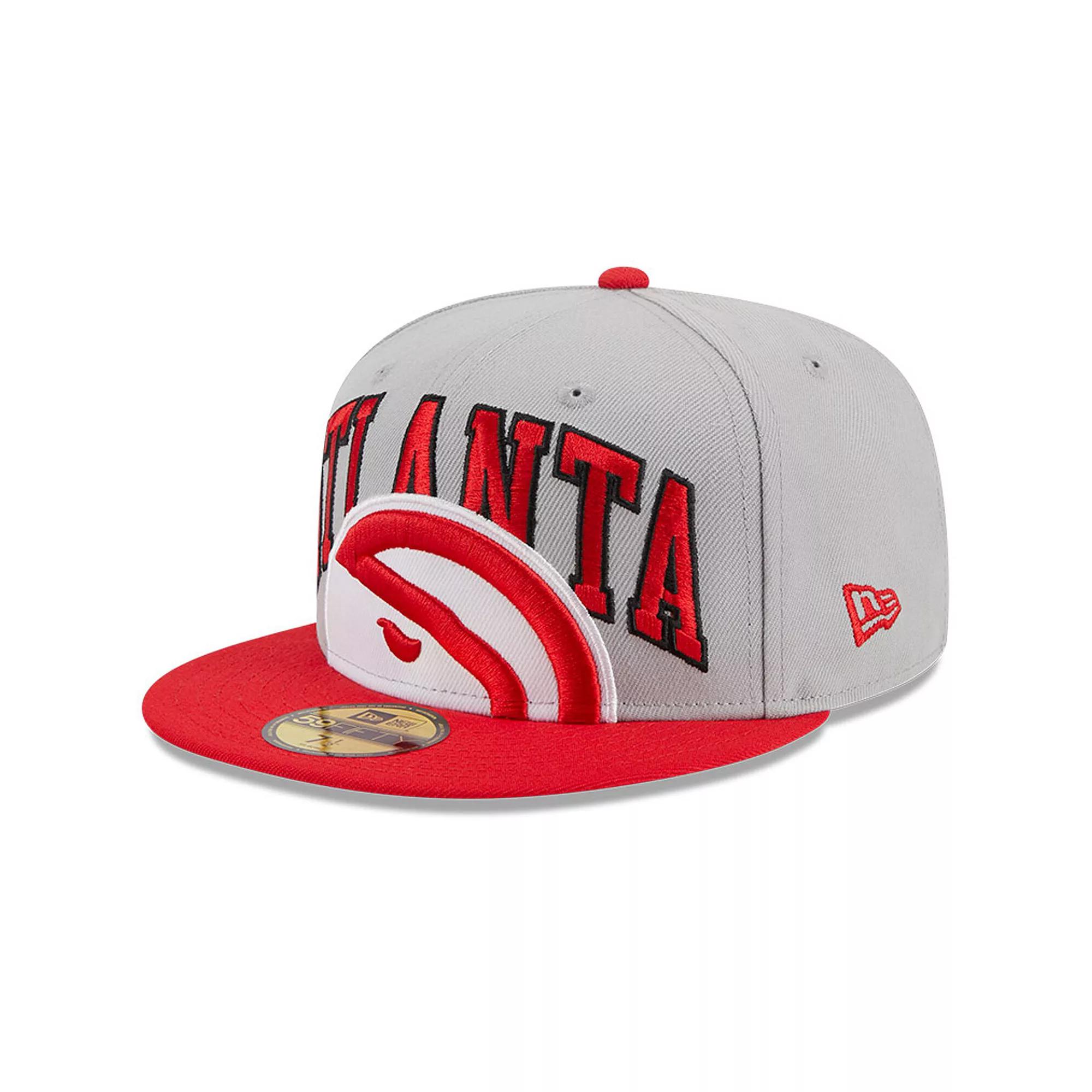 Men's New Era Gray/Red Atlanta Hawks Tip-Off Two-Tone 59FIFTY Fitted Hat, Size: 7 3/8, Grey Product Image