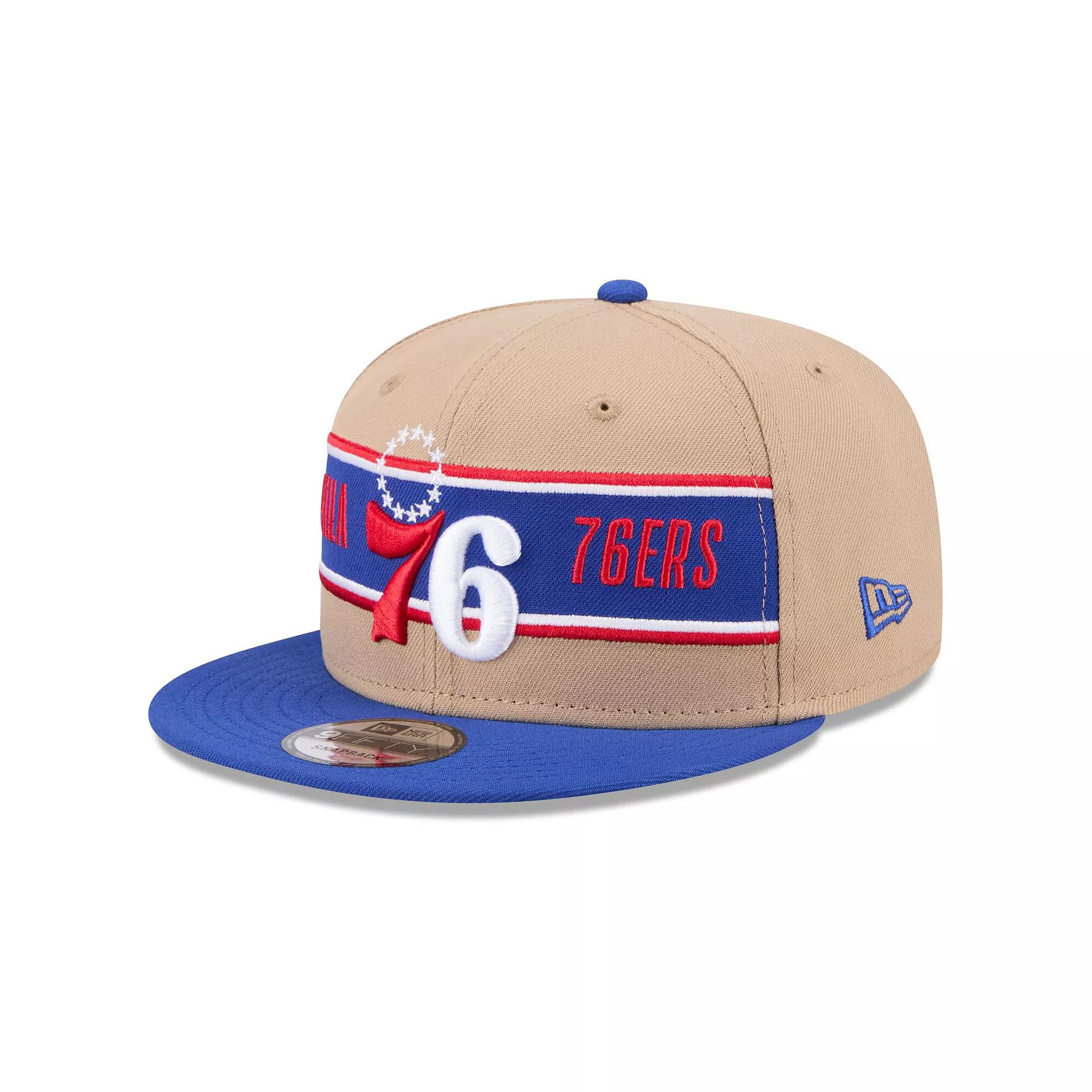 Men's New Era Tan/Royal Philadelphia 76ers 2024 NBA Draft 9FIFTY Snapback Hat, 76r Team Product Image