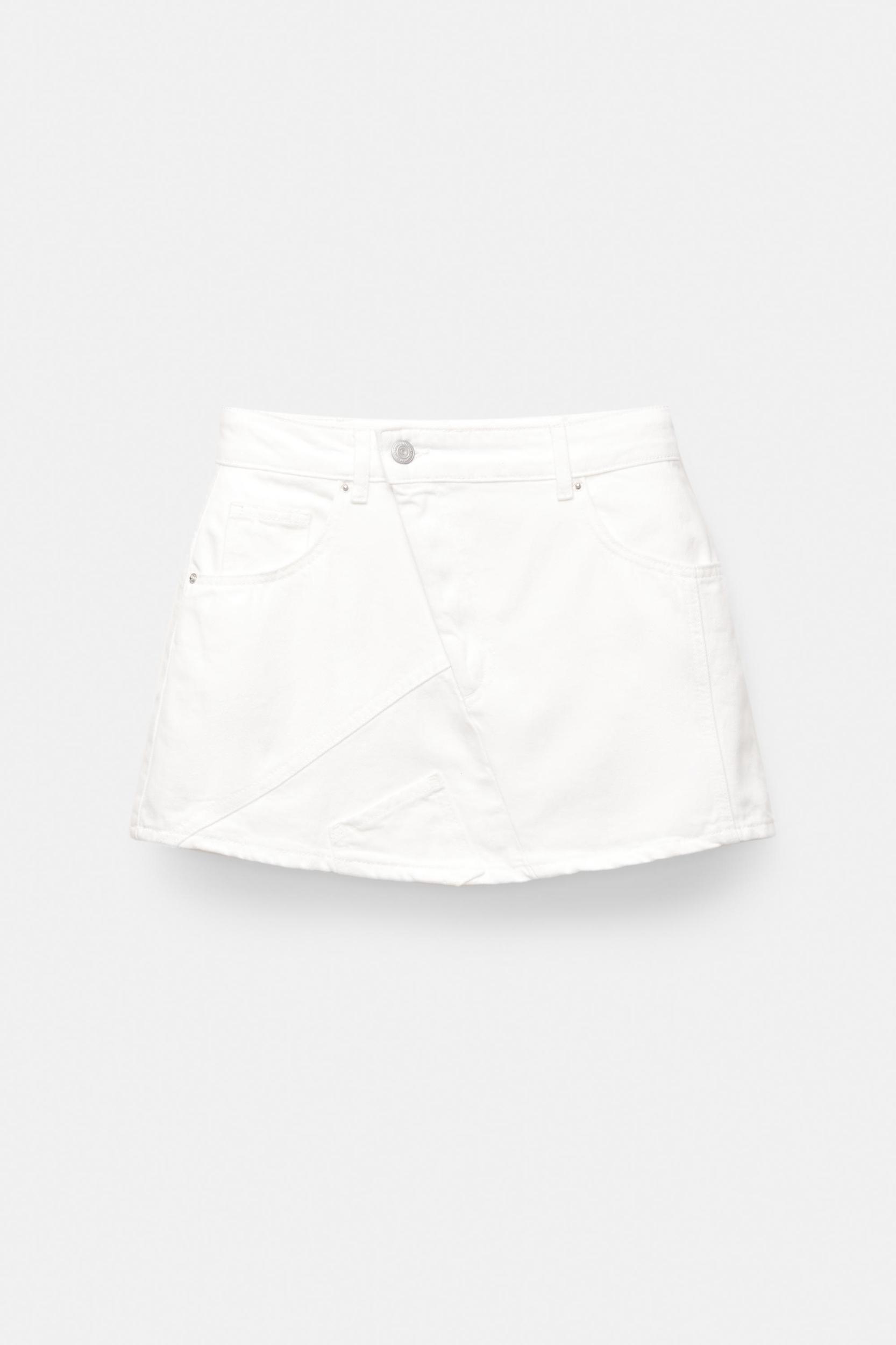 White denim mini skirt Product Image