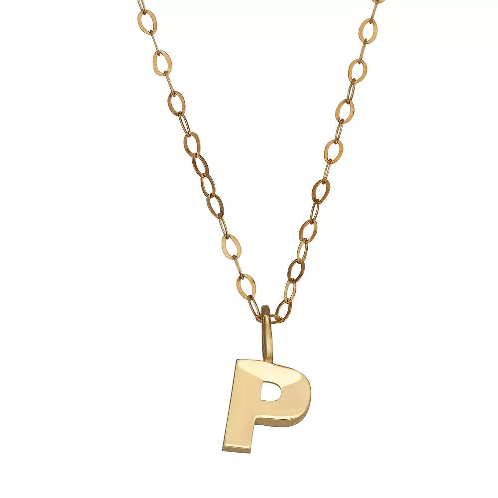 10K Gold Initial Pendant on 14K Gold Filled Chain, Womens Product Image