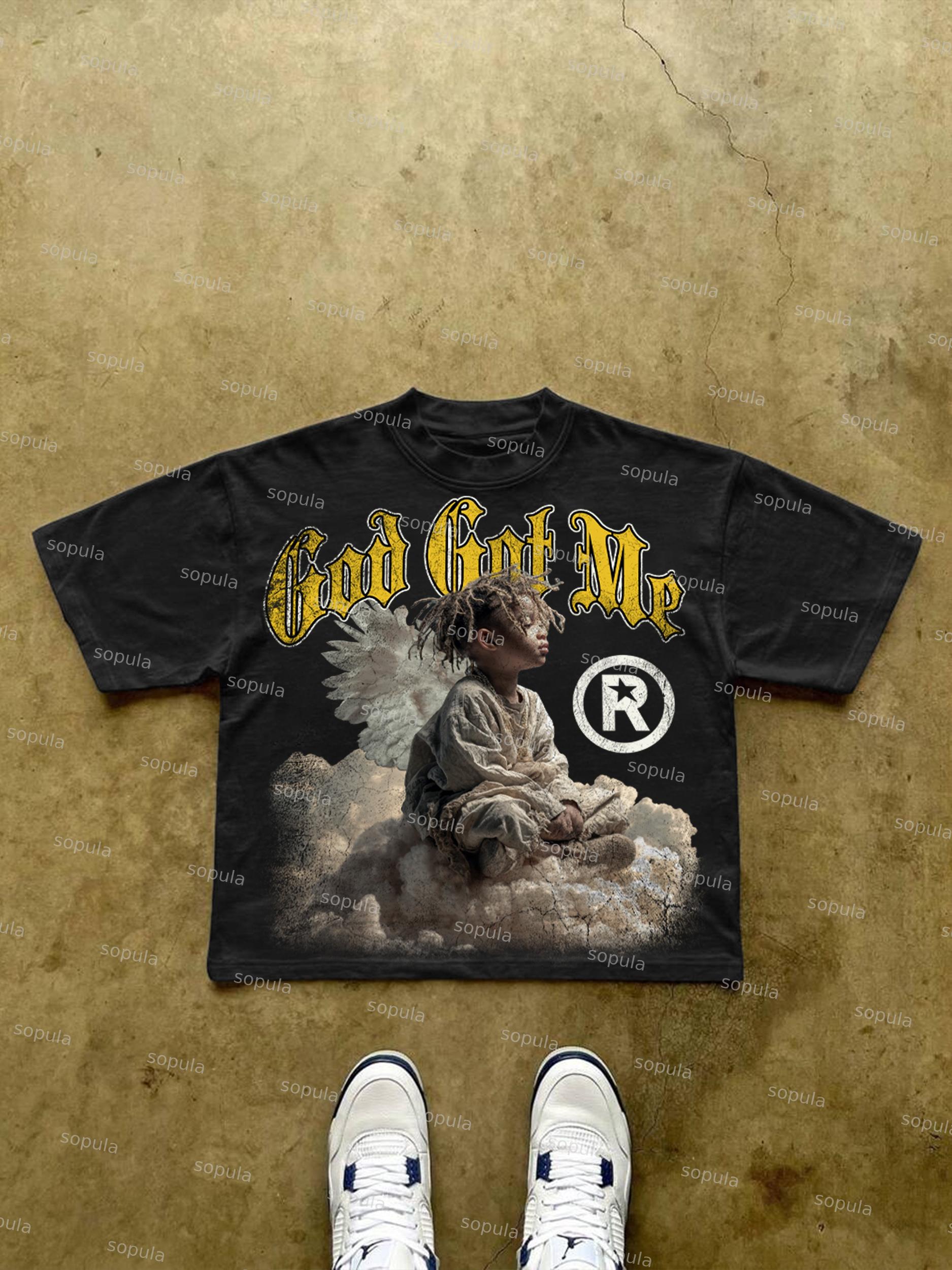God Got Me Street Cupid Vintage Graphic Cropped T-shirt Product Image