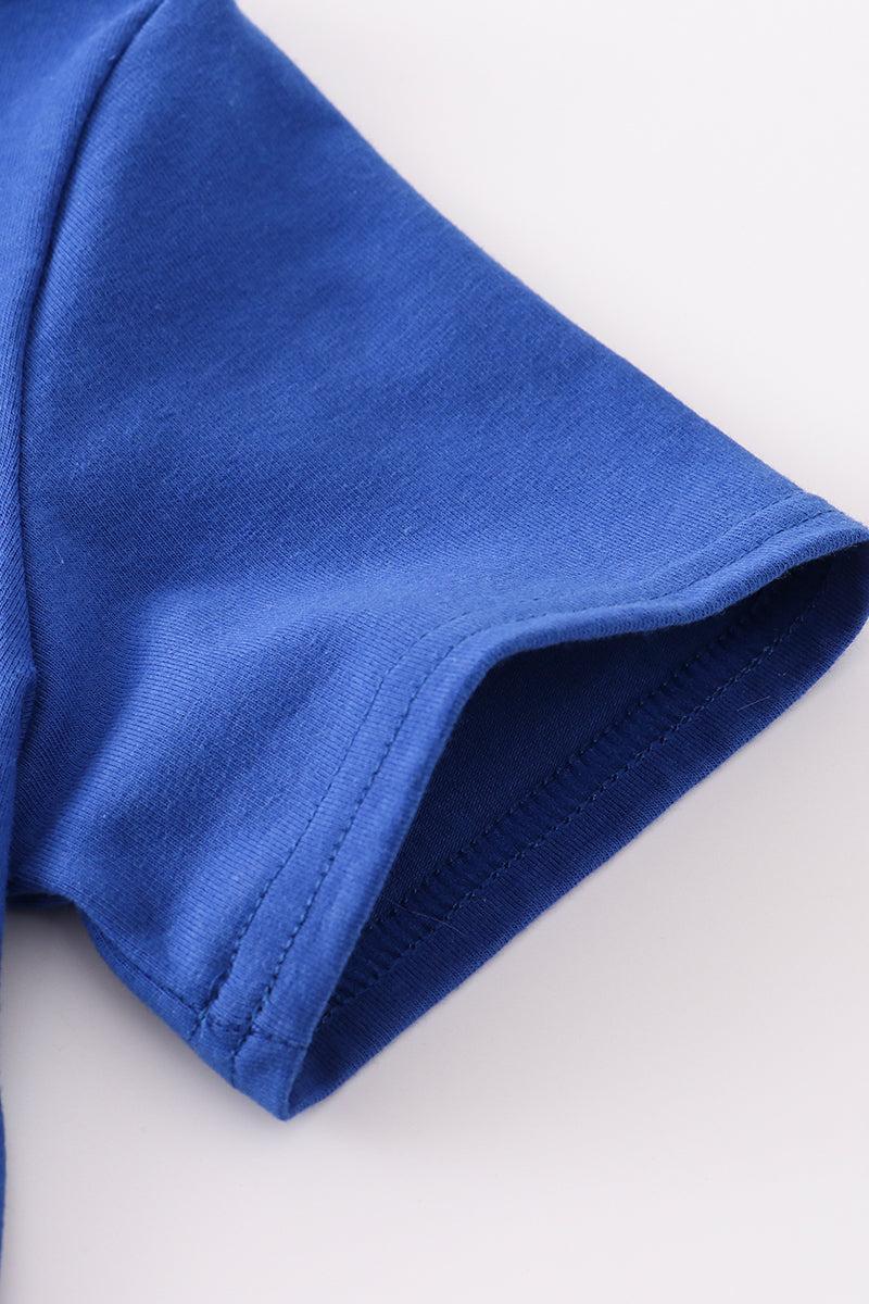 Blue apple french knot shorts set Product Image