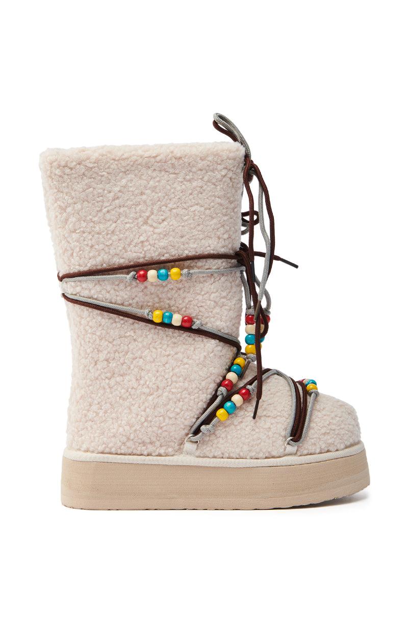TIGHTROPES BEIGE SHERPA WITH BEADS FLAT BOOTIE Product Image