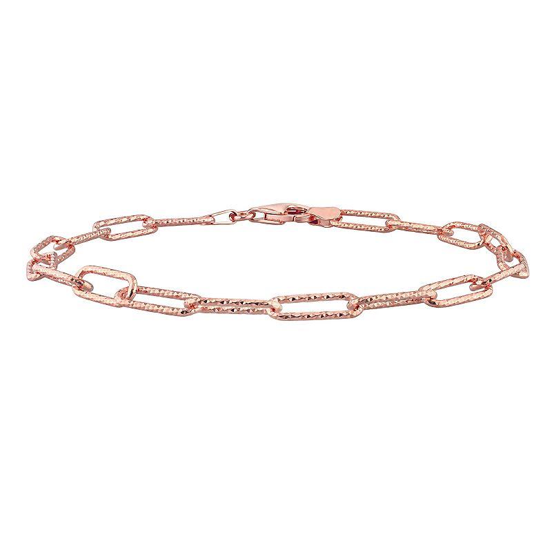 Stella Grace 18k Gold Over Silver 5 mm Fancy Cut Paper Clip Link Chain Anklet, Women's, Size: 9", Rose Gold Tone Product Image