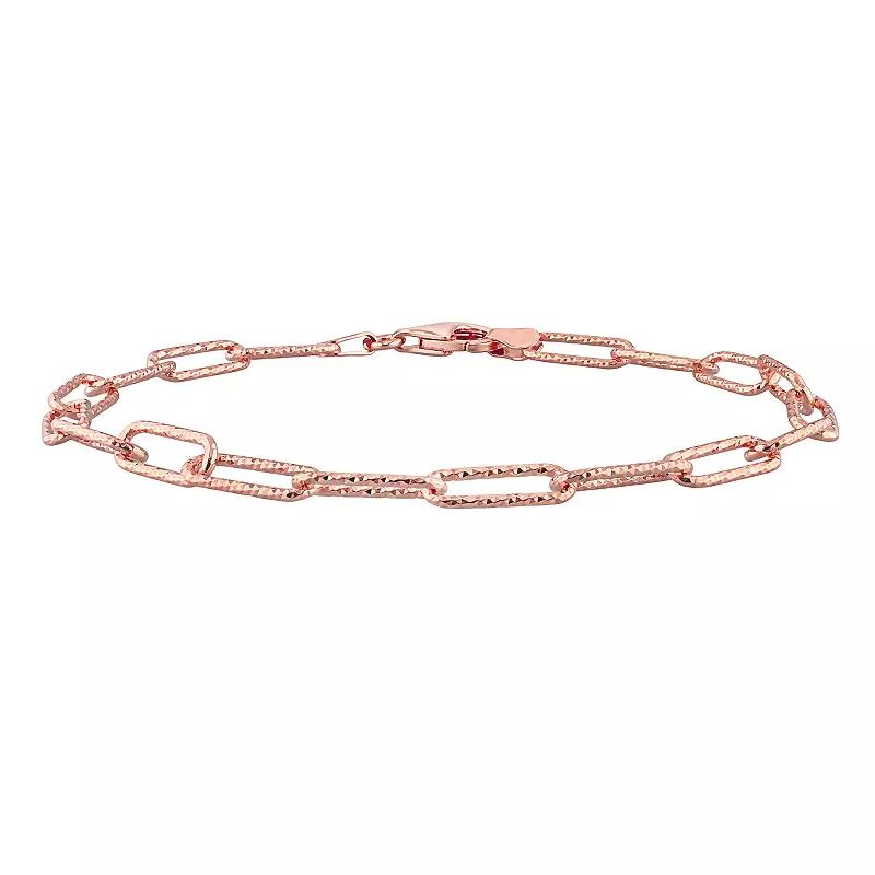 Stella Grace 18k Gold Over Silver 5 mm Fancy Cut Paper Clip Link Chain Anklet, Women's, Size: 9", Rose Gold Tone Product Image
