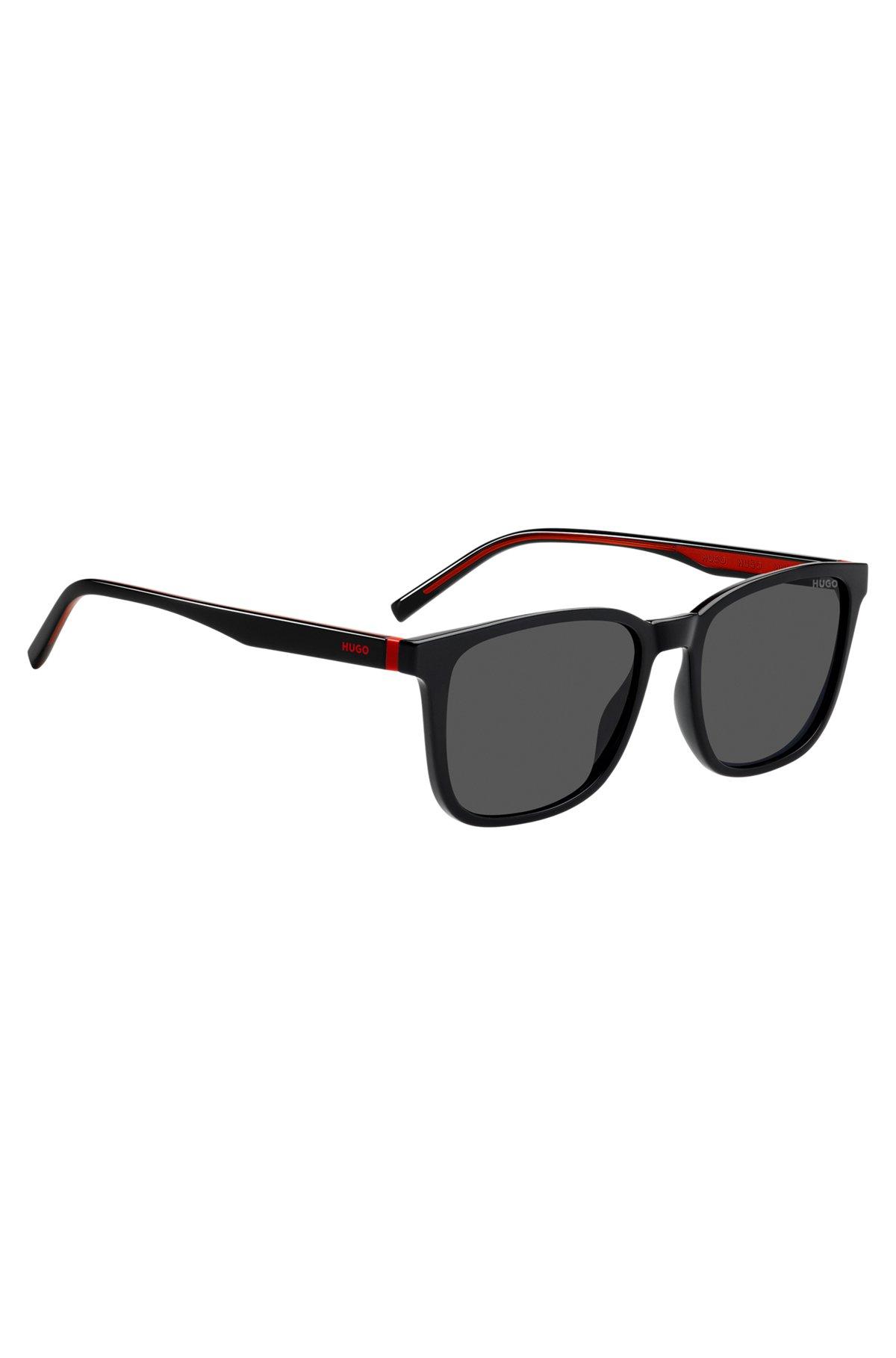 HUGO - Black-acetate sunglasses with red details Product Image