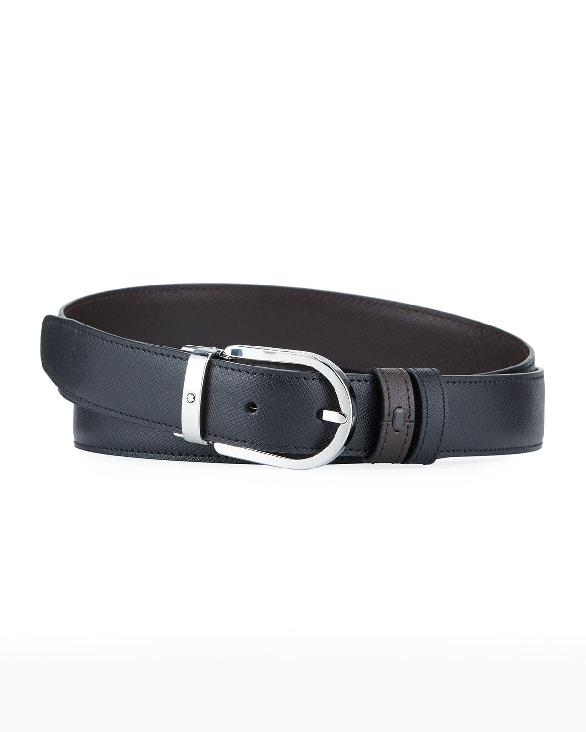 Mens Horseshoe Cut-to-Size Leather Belt Product Image