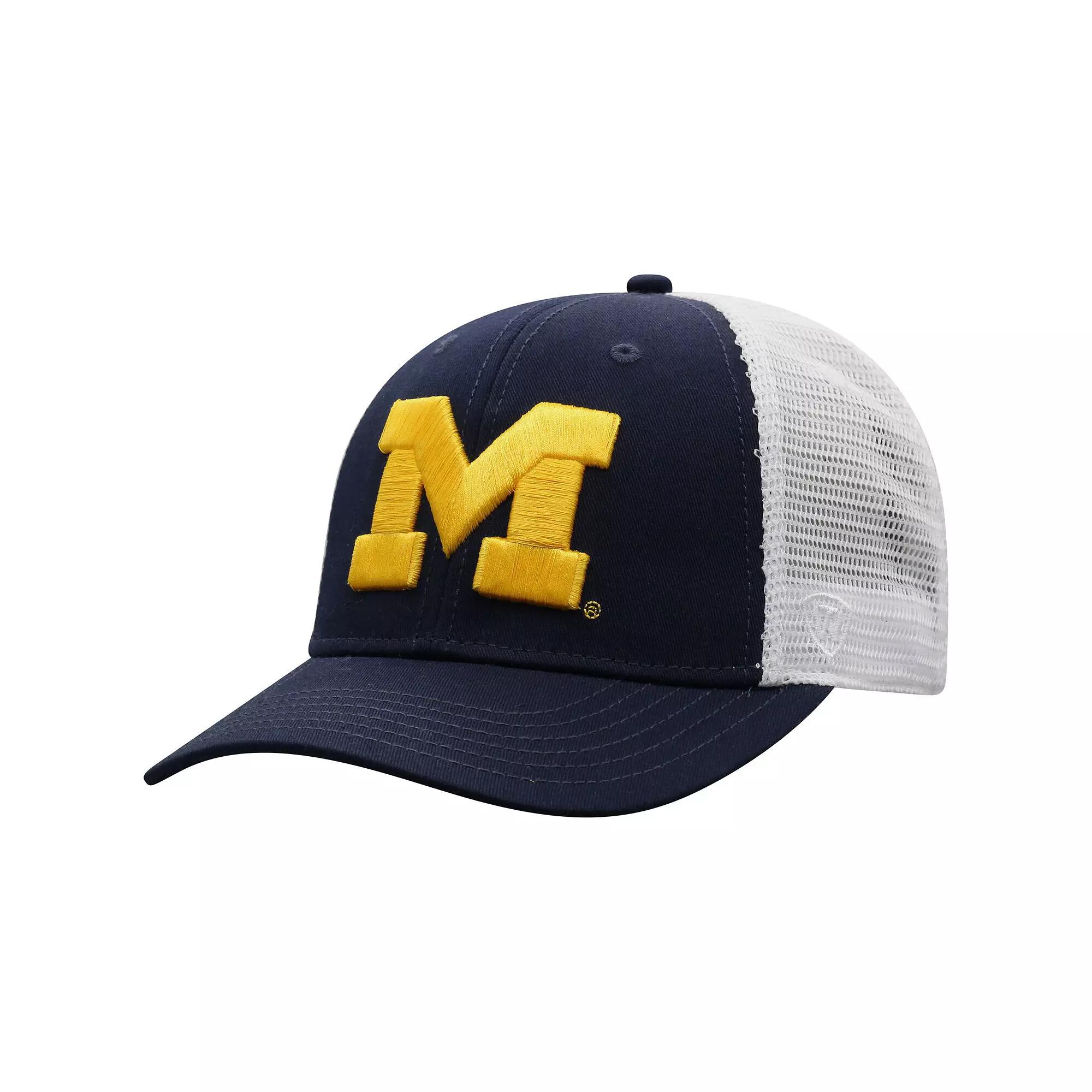 Men's Top of the World Navy/White Michigan Wolverines Trucker Snapback Hat, Blue Product Image