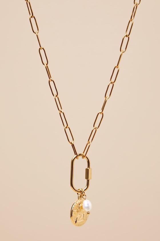 Luicia Gold Carabiner Charm Necklace Product Image