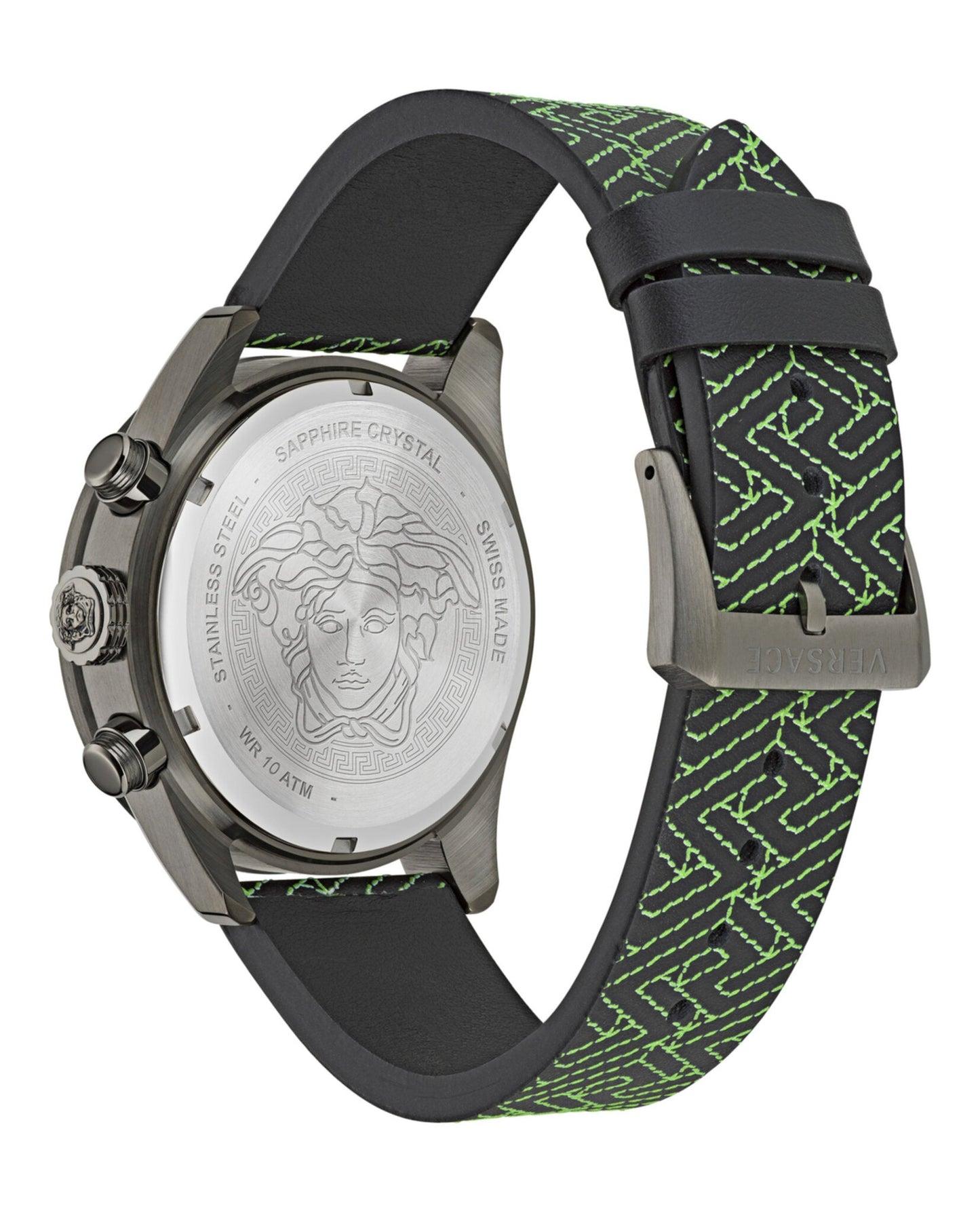 Versace Greca Dome Chrono Leather Watch Product Image