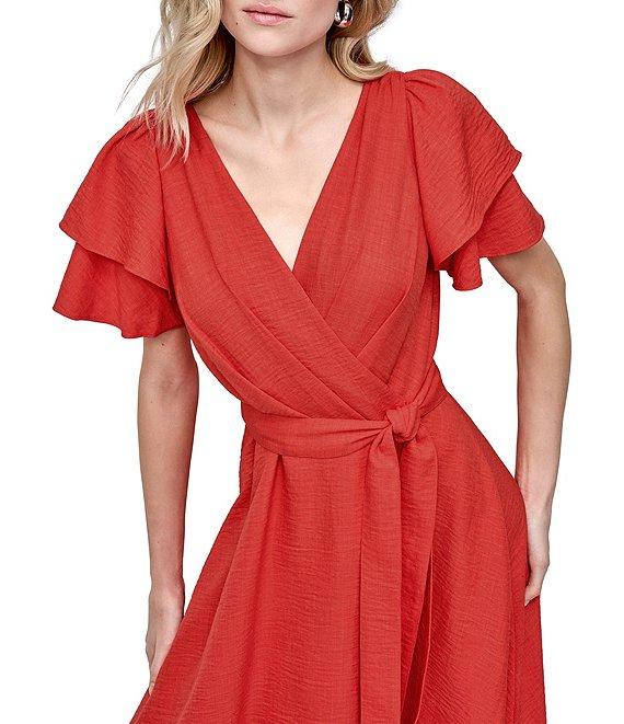 DKNY by Donna Karan Short Sleeve V-Neck Wrap Midi Dress Product Image