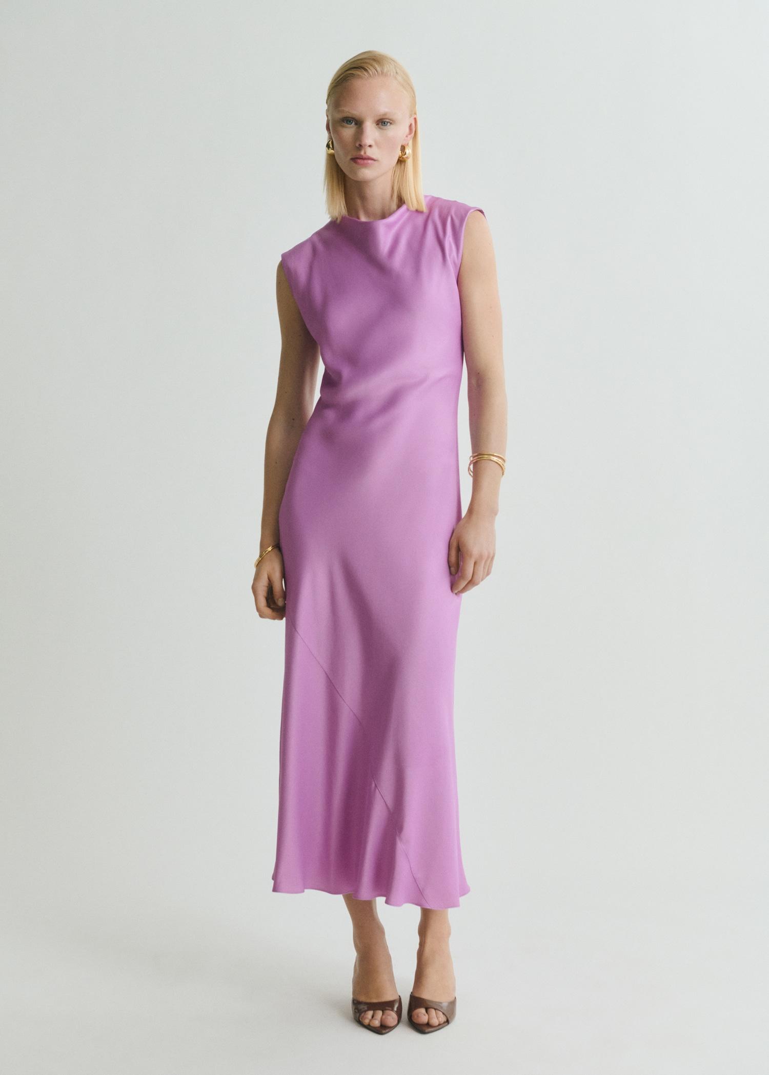 Satin midi dress - Women | MANGO USA Product Image