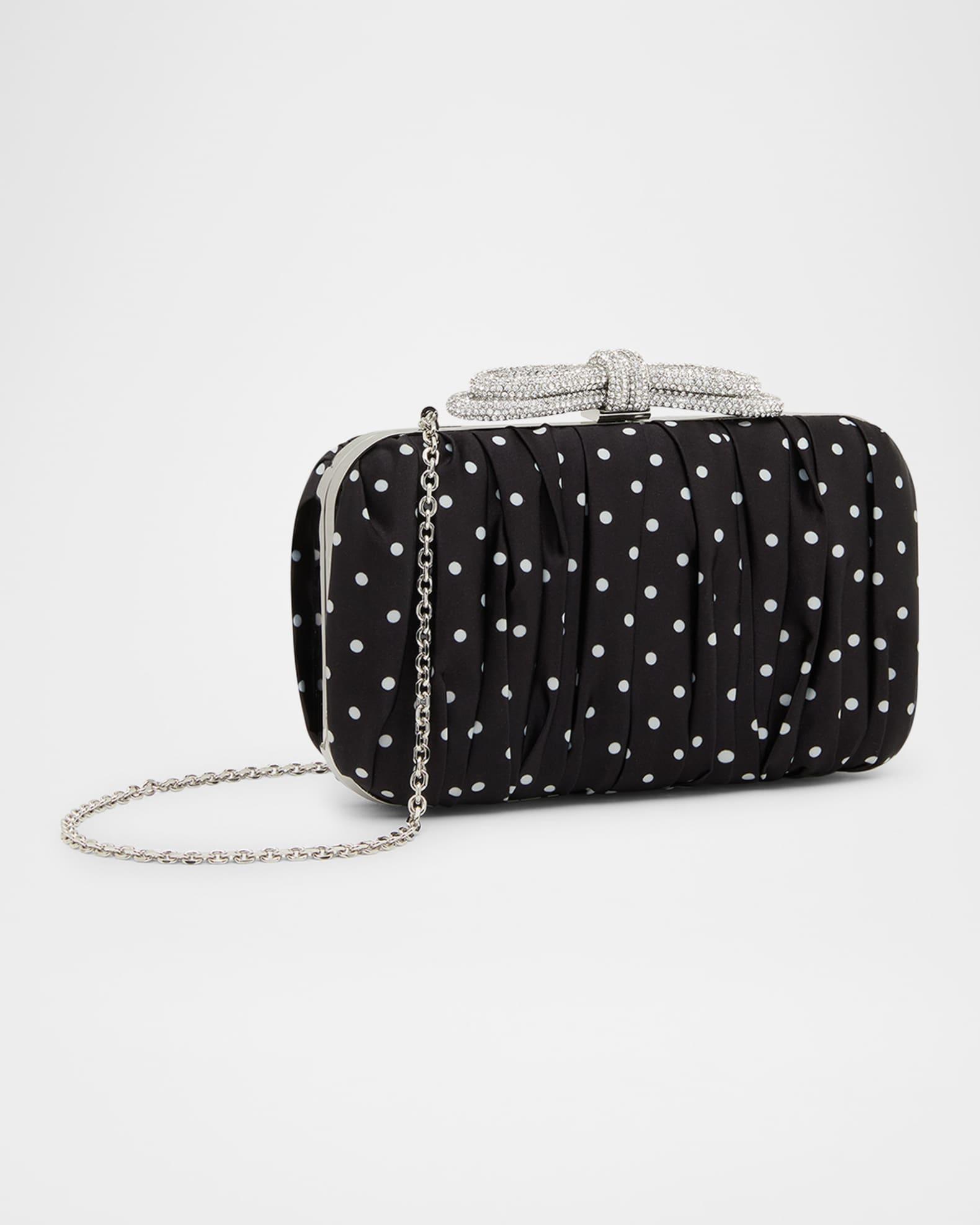 Double Bow Polka Dot Satin Clutch Bag Product Image