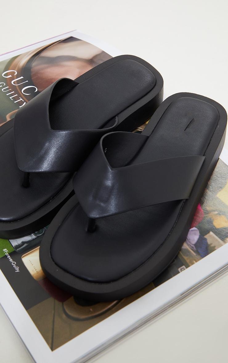 Black Chunky Sandal Toe Post Flip Flops Product Image