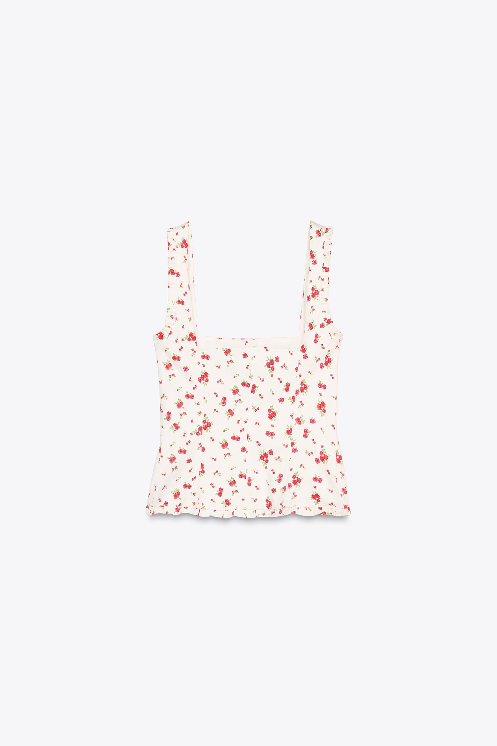 FLORAL STRETCH POPLIN TOP Product Image