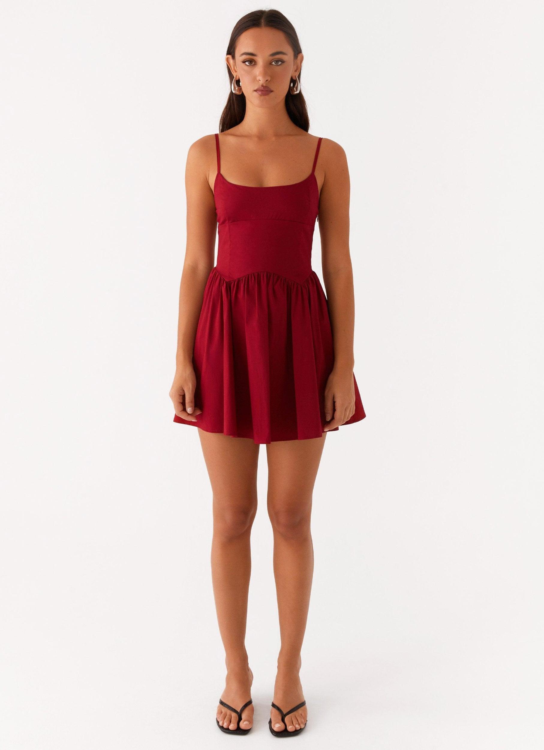 Tesoro Mio Mini Dress - Maroon Product Image