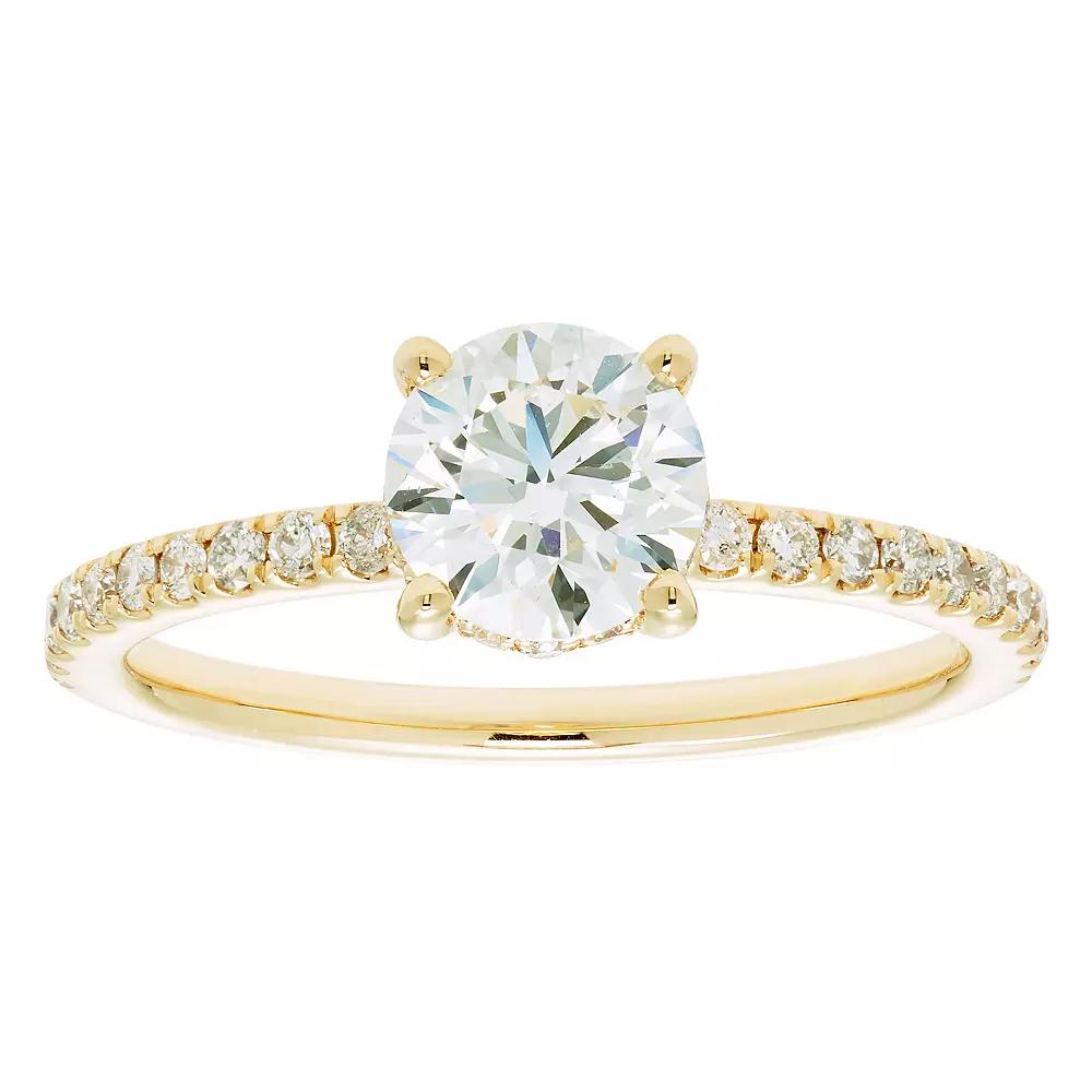 Evergreen Diamonds 14k Gold 1 3/8 Carat T.W. IGL Certified Round Lab-Grown Diamond Hidden Halo Ring, Women's, Size: 7 Product Image