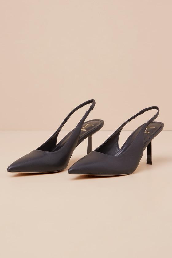 Cambrea Black Pointed-Toe Slingback Pumps Product Image