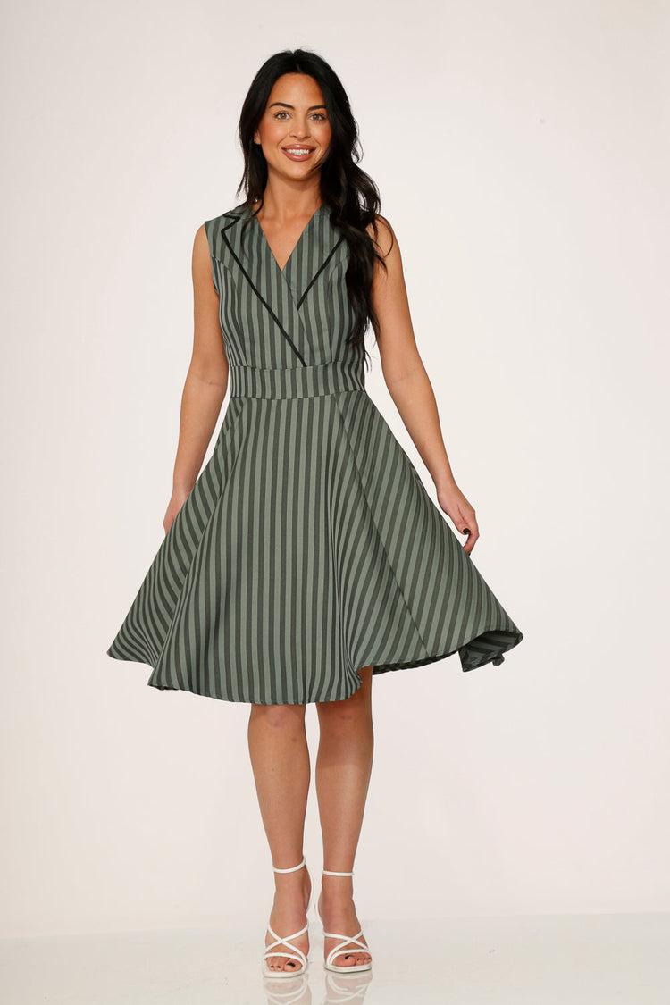 Olive Stripe Swing Dress Product Image
