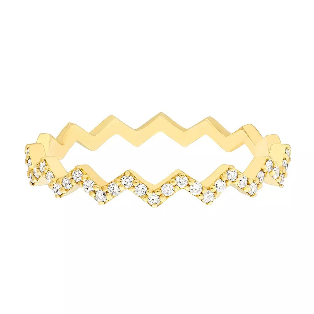 14k Gold 1/6 Carat T.W. Diamond Zigzag Ring, Women's Product Image