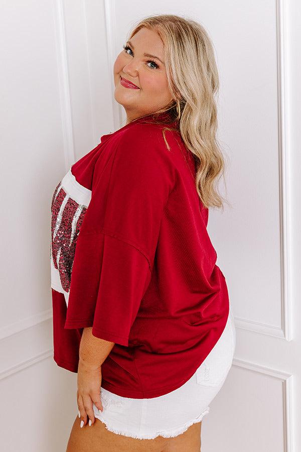 It's a Touch Down Sequin Oversized Tee in Red Curves Product Image