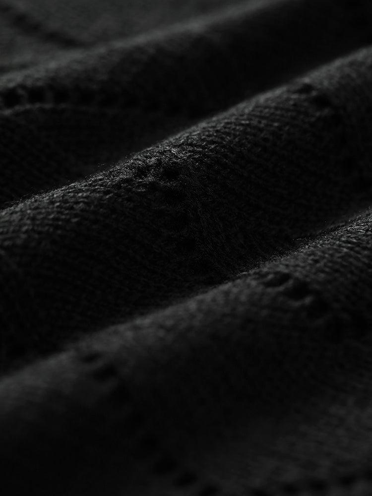 Plain Geometric Eyelet Elastic Cuffs Patchwork Pullover Female Product Image