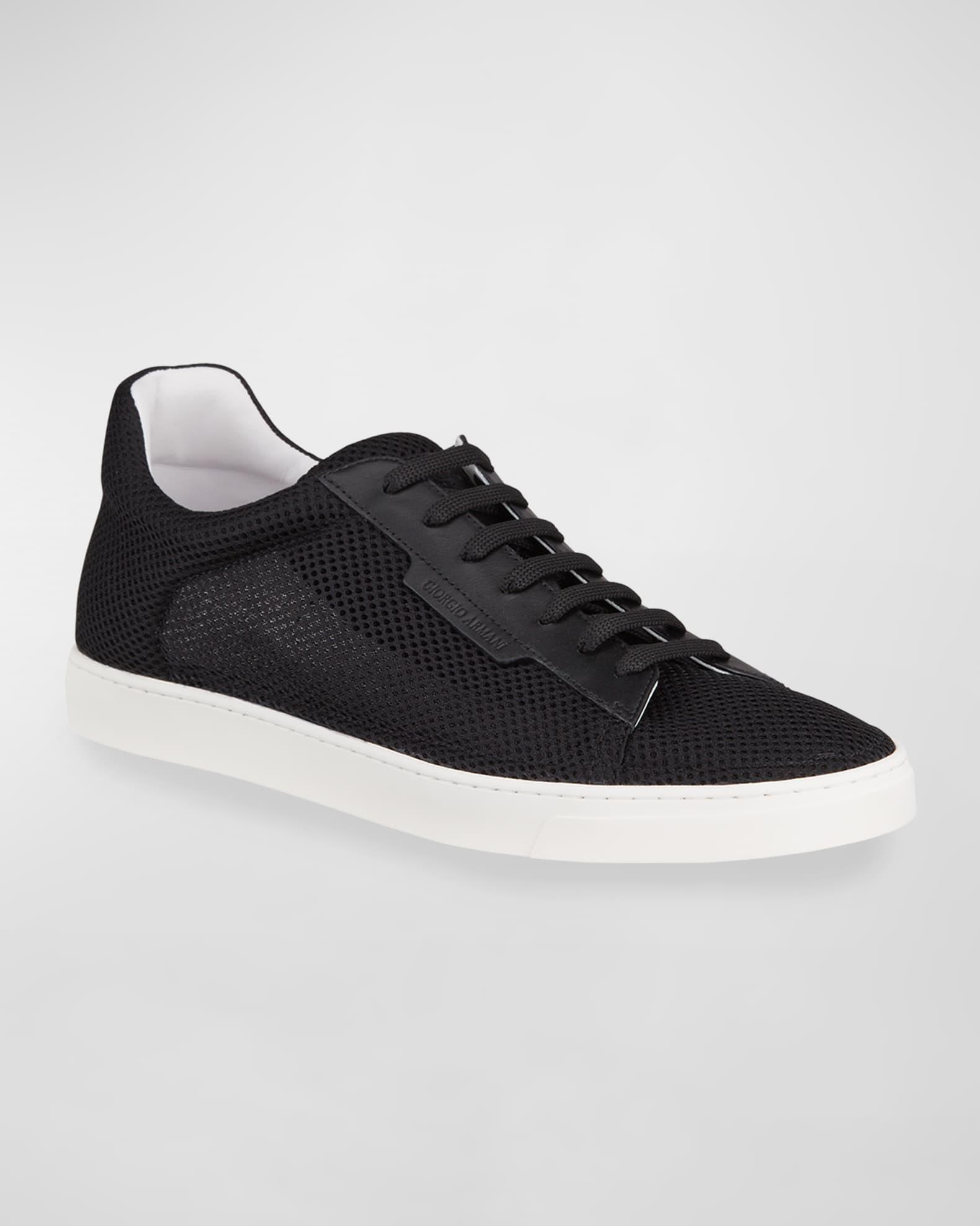 Men's Mesh & Leather Low-Top Sneakers Product Image