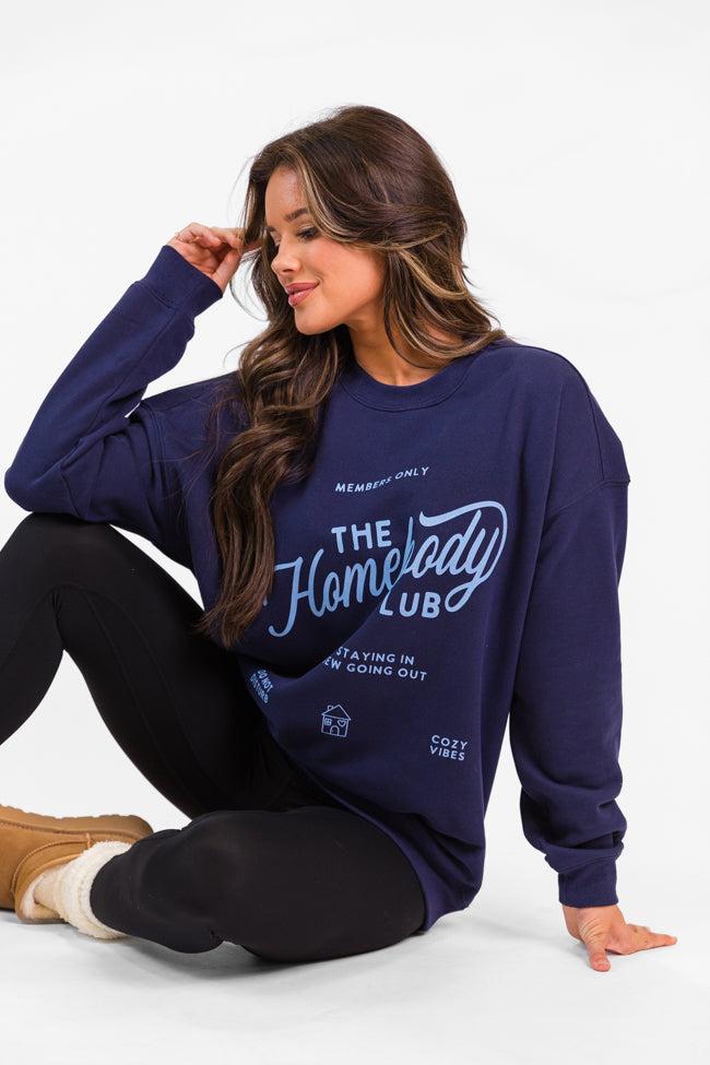 The Homebody Club Navy Graphic Sweatshirt FINAL SALE Product Image
