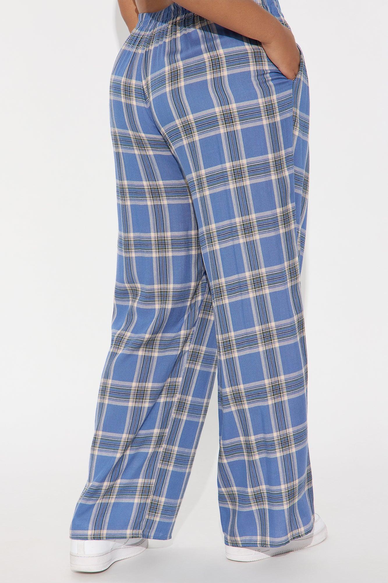 Crazy About You Plaid Boxer Pant - Blue/combo Product Image