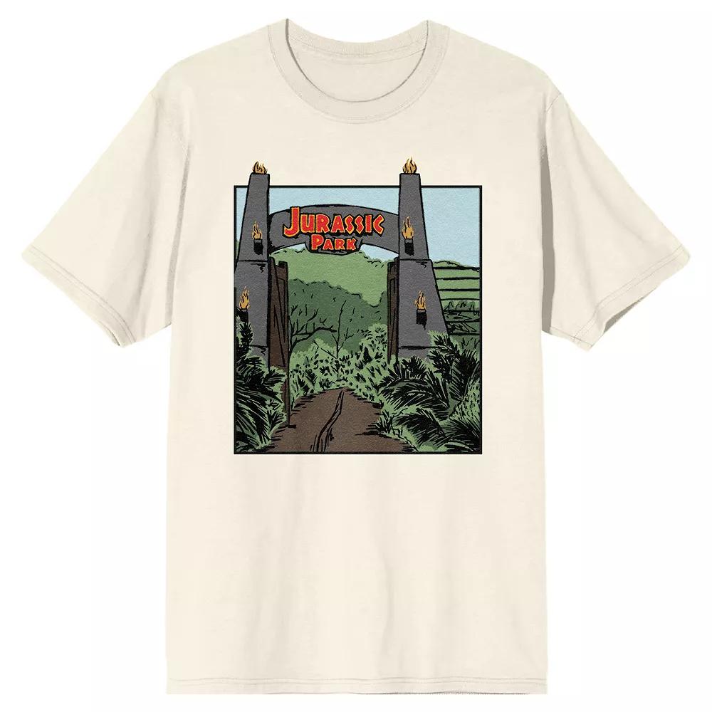 Men's Jurassic Park Open Gate Graphic Tee, Size: Small, Beige Product Image