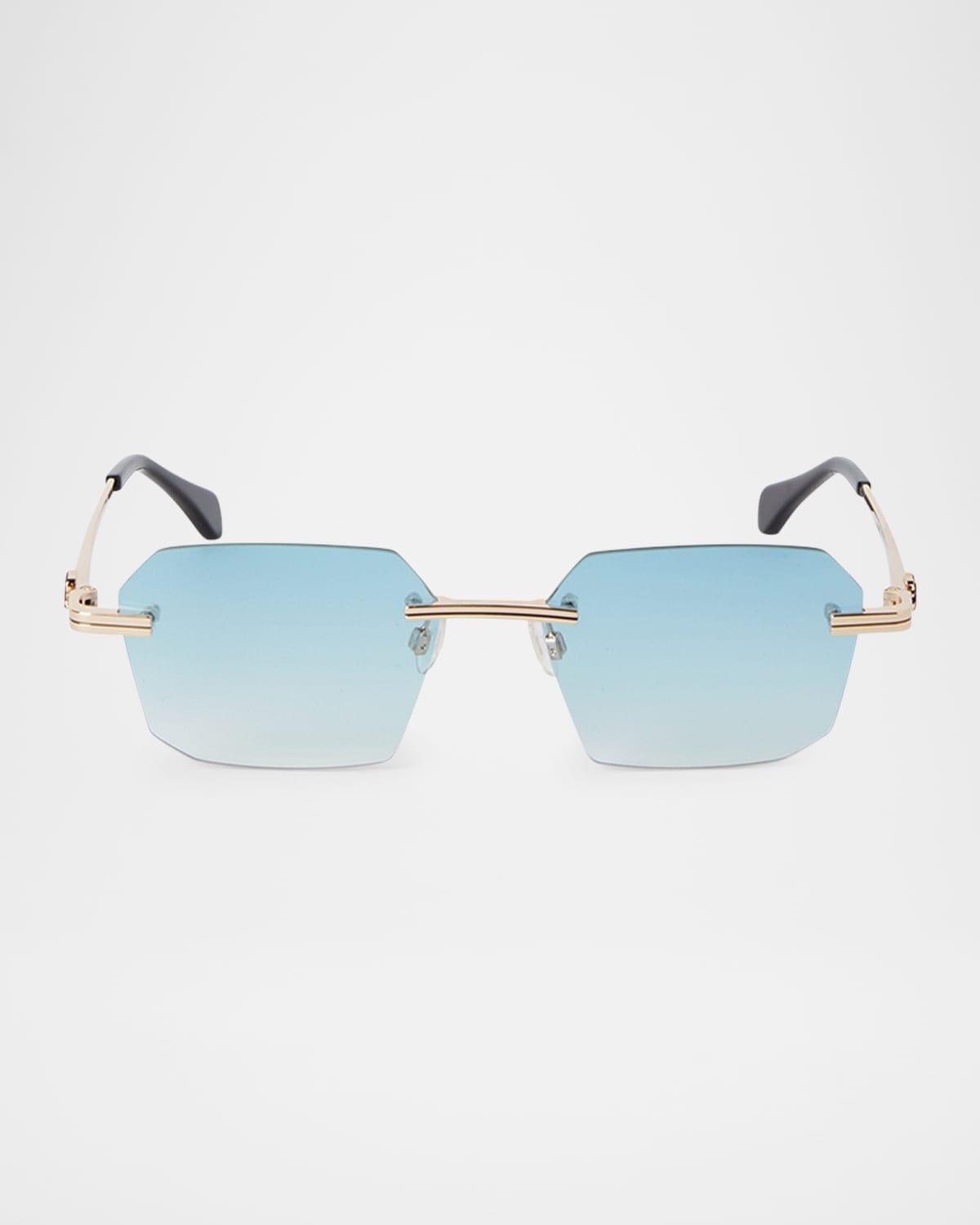 Mens Quartz Metal Rectangle Sunglasses Product Image