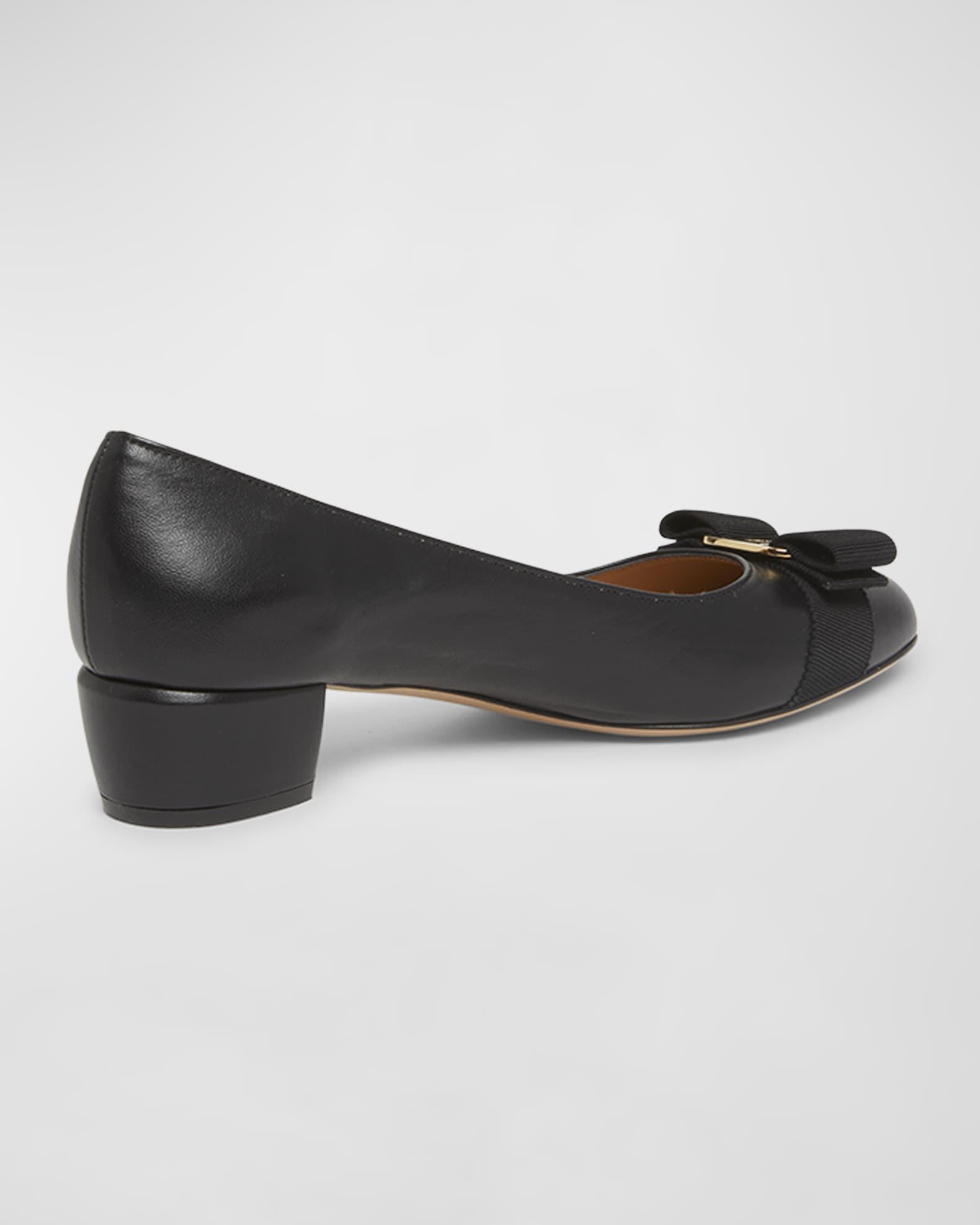 Vara Leather Bow Low Pumps Product Image