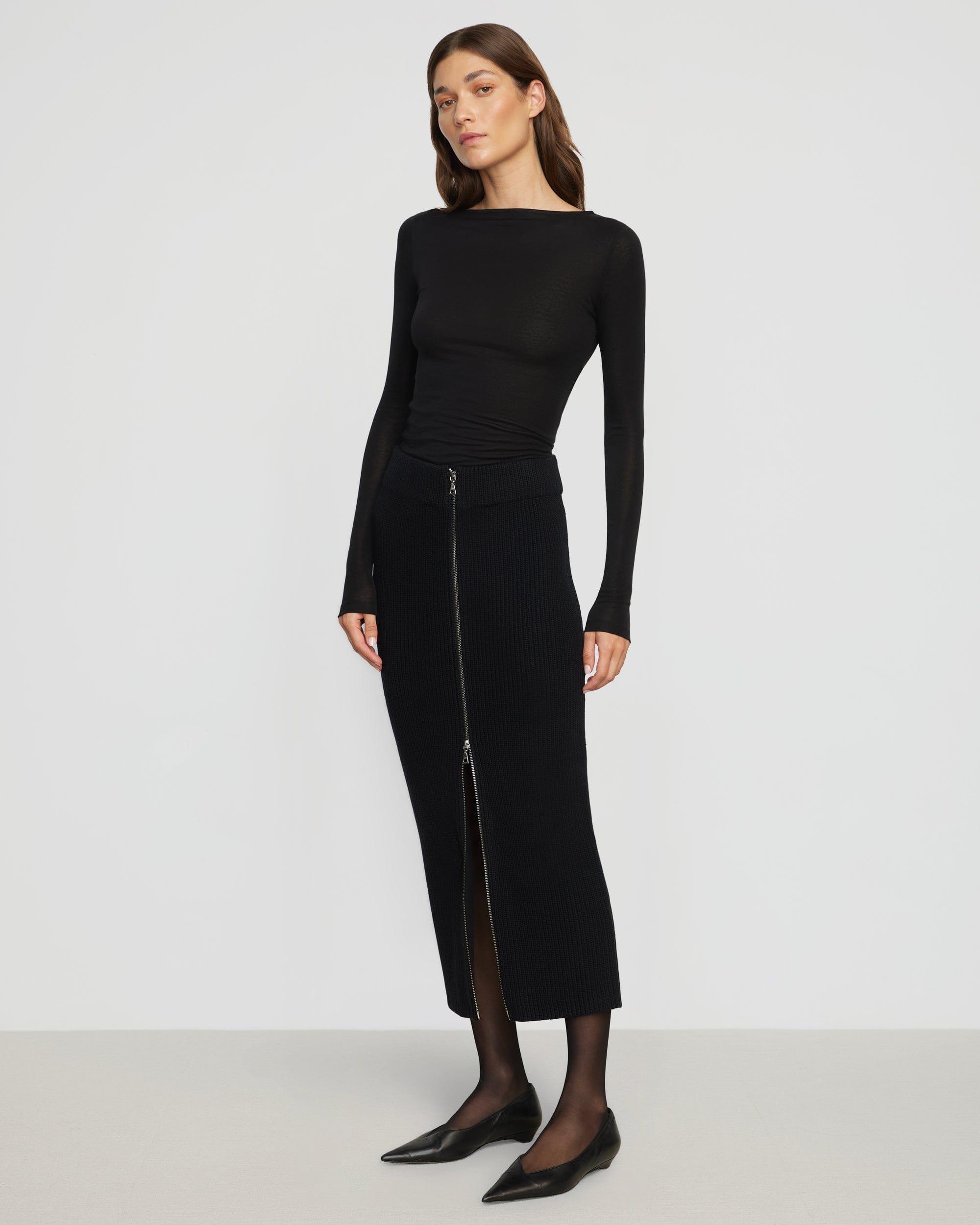 Sutton Front-Zip Sweater Skirt Product Image